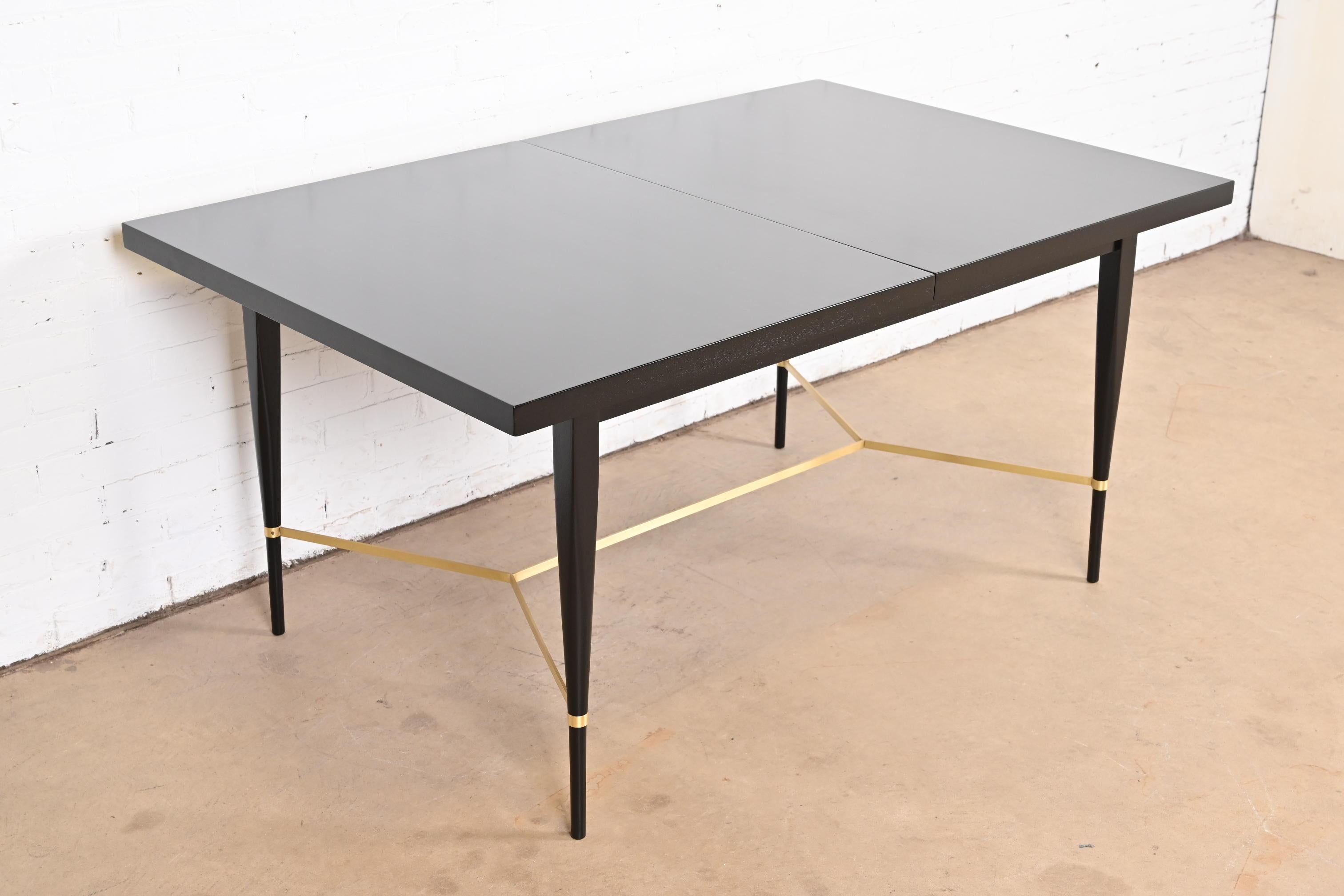 Paul McCobb for Directional Black Lacquer and Brass Dining Table, Refinished For Sale 8
