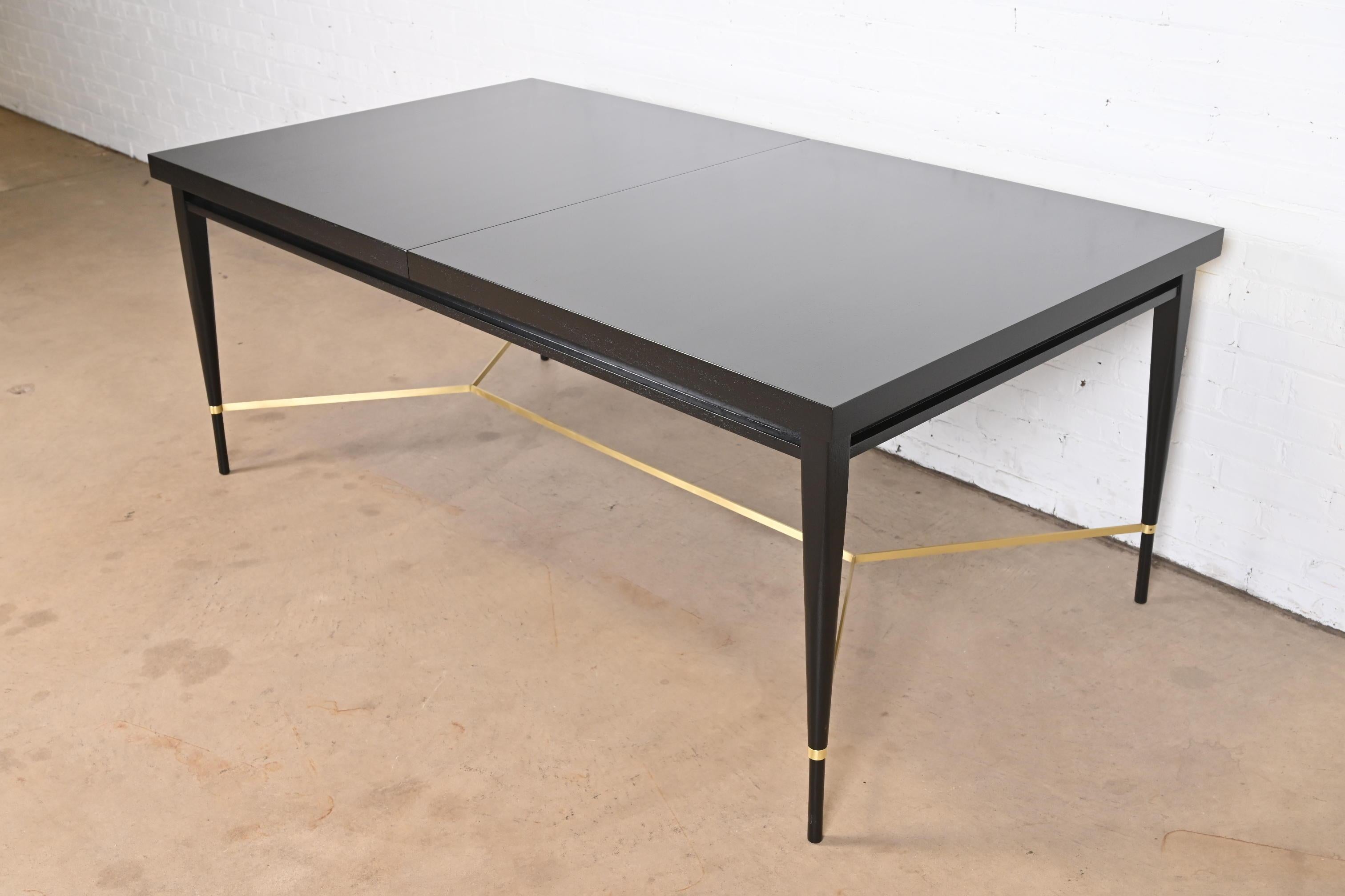 Paul McCobb for Directional Black Lacquer and Brass Dining Table, Refinished 9