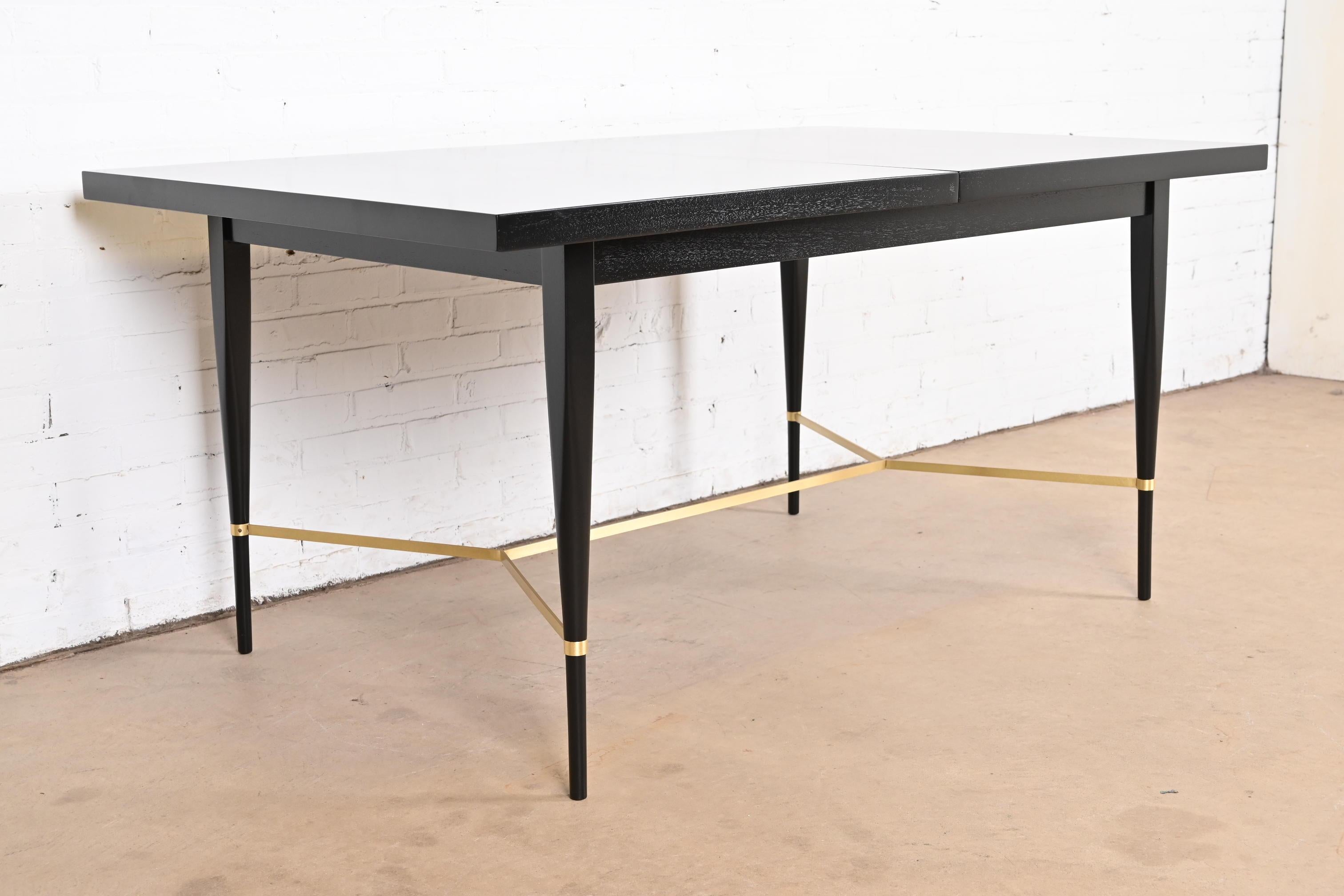 Paul McCobb for Directional Black Lacquer and Brass Dining Table, Refinished For Sale 9