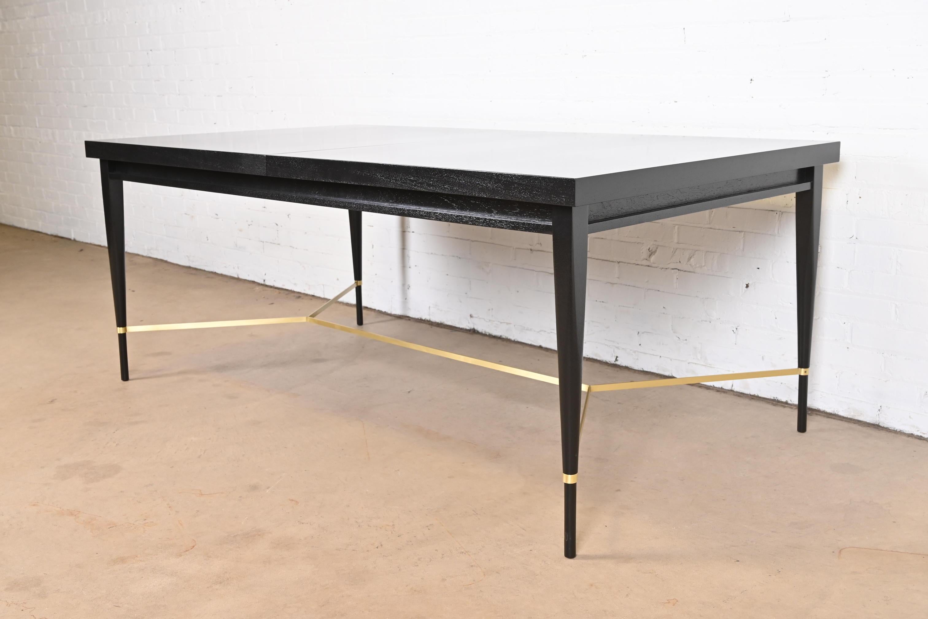 Paul McCobb for Directional Black Lacquer and Brass Dining Table, Refinished 10