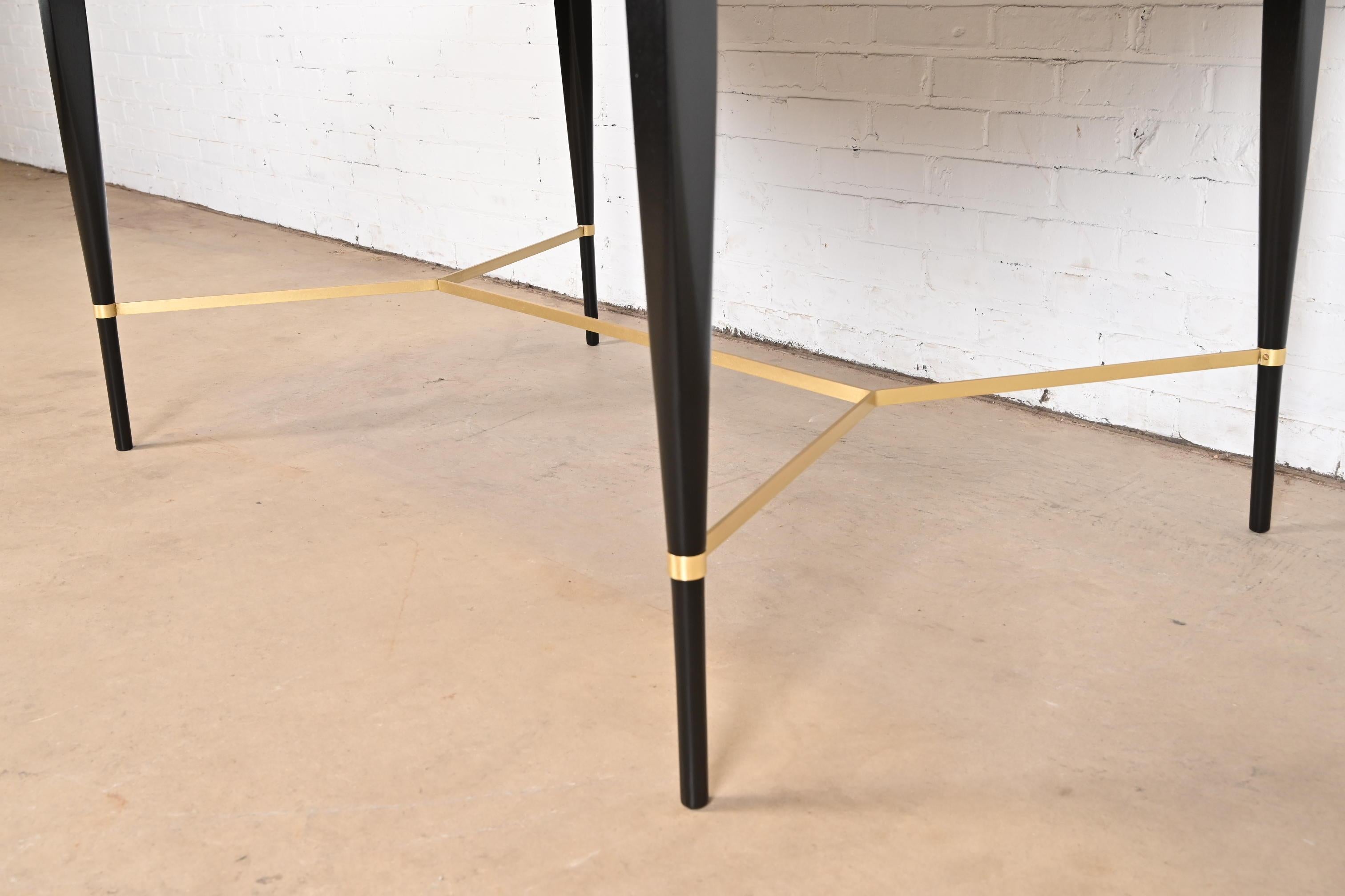 Paul McCobb for Directional Black Lacquer and Brass Dining Table, Refinished For Sale 10
