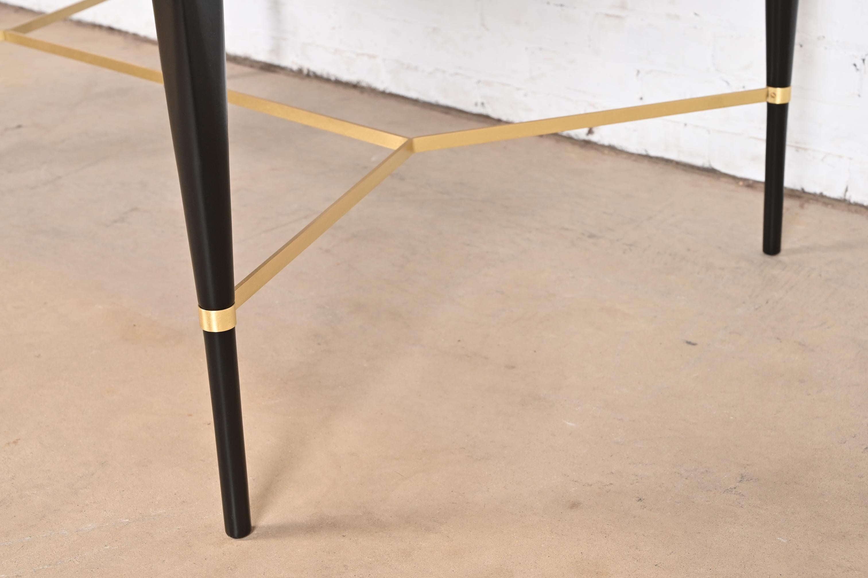 Paul McCobb for Directional Black Lacquer and Brass Dining Table, Refinished For Sale 11