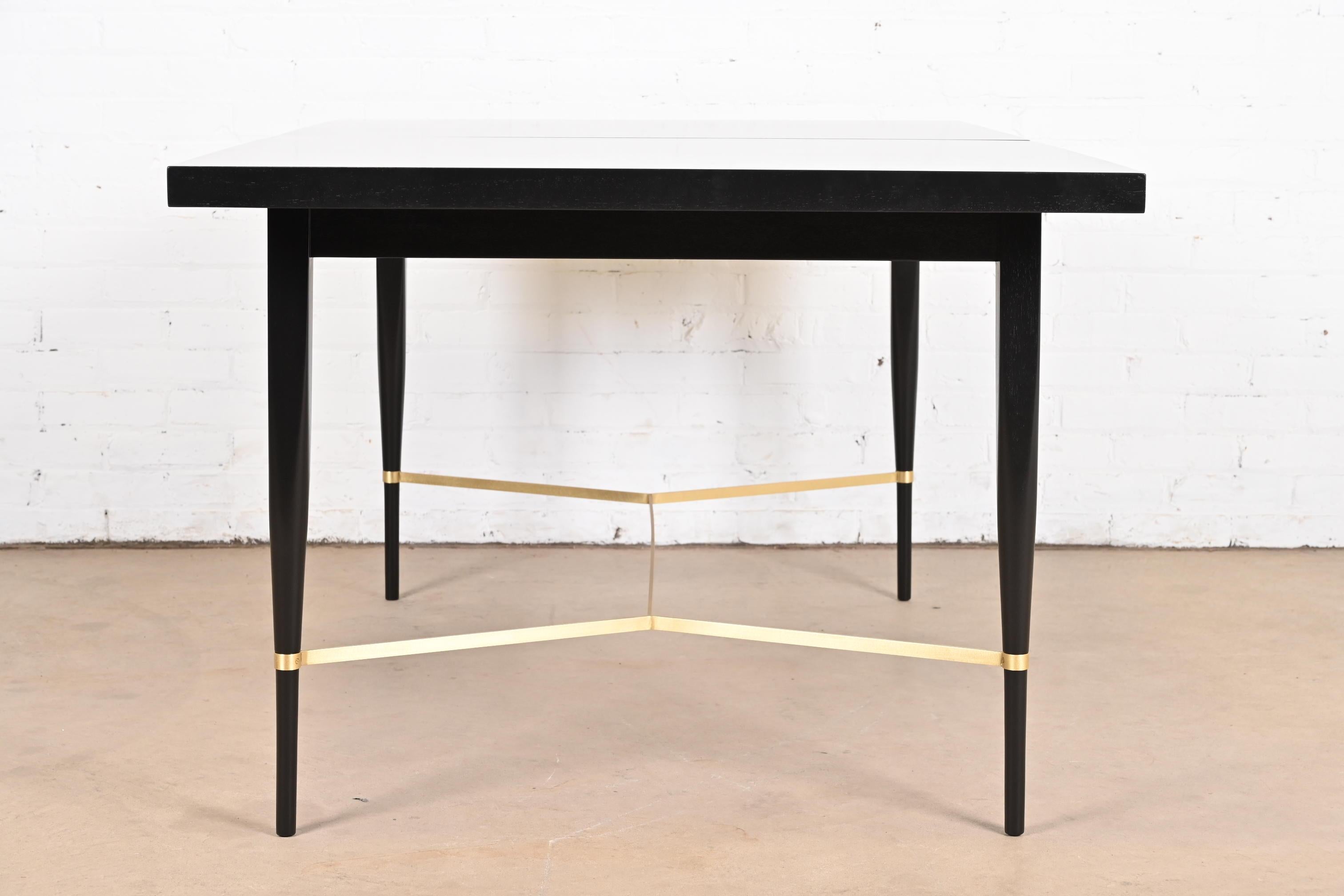 Paul McCobb for Directional Black Lacquer and Brass Dining Table, Refinished For Sale 12