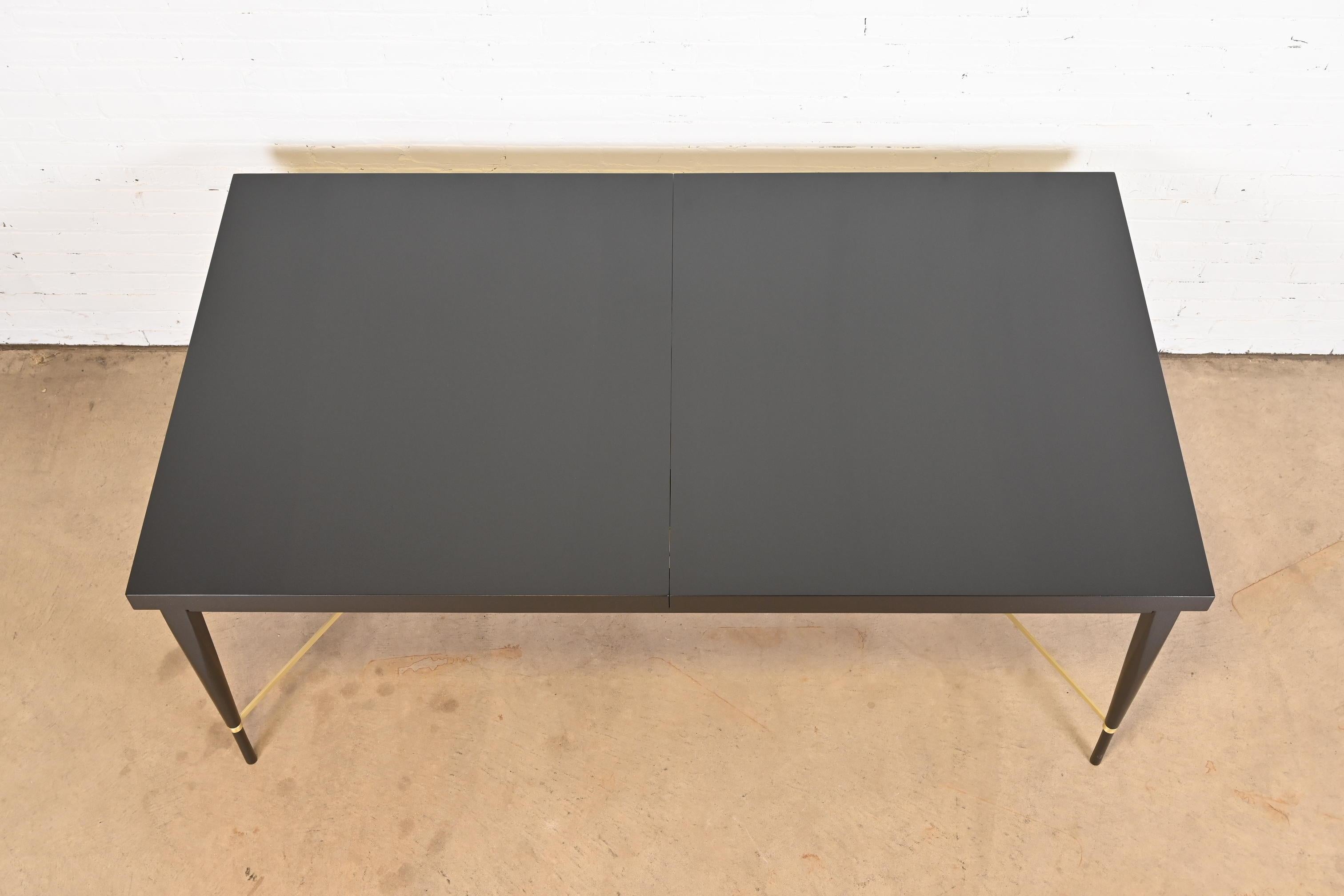 Paul McCobb for Directional Black Lacquer and Brass Dining Table, Refinished 13