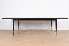 Paul McCobb for Directional Black Lacquer and Brass Dining Table, Refinished