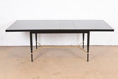 Paul McCobb for Directional Black Lacquer and Brass Dining Table, Refinished