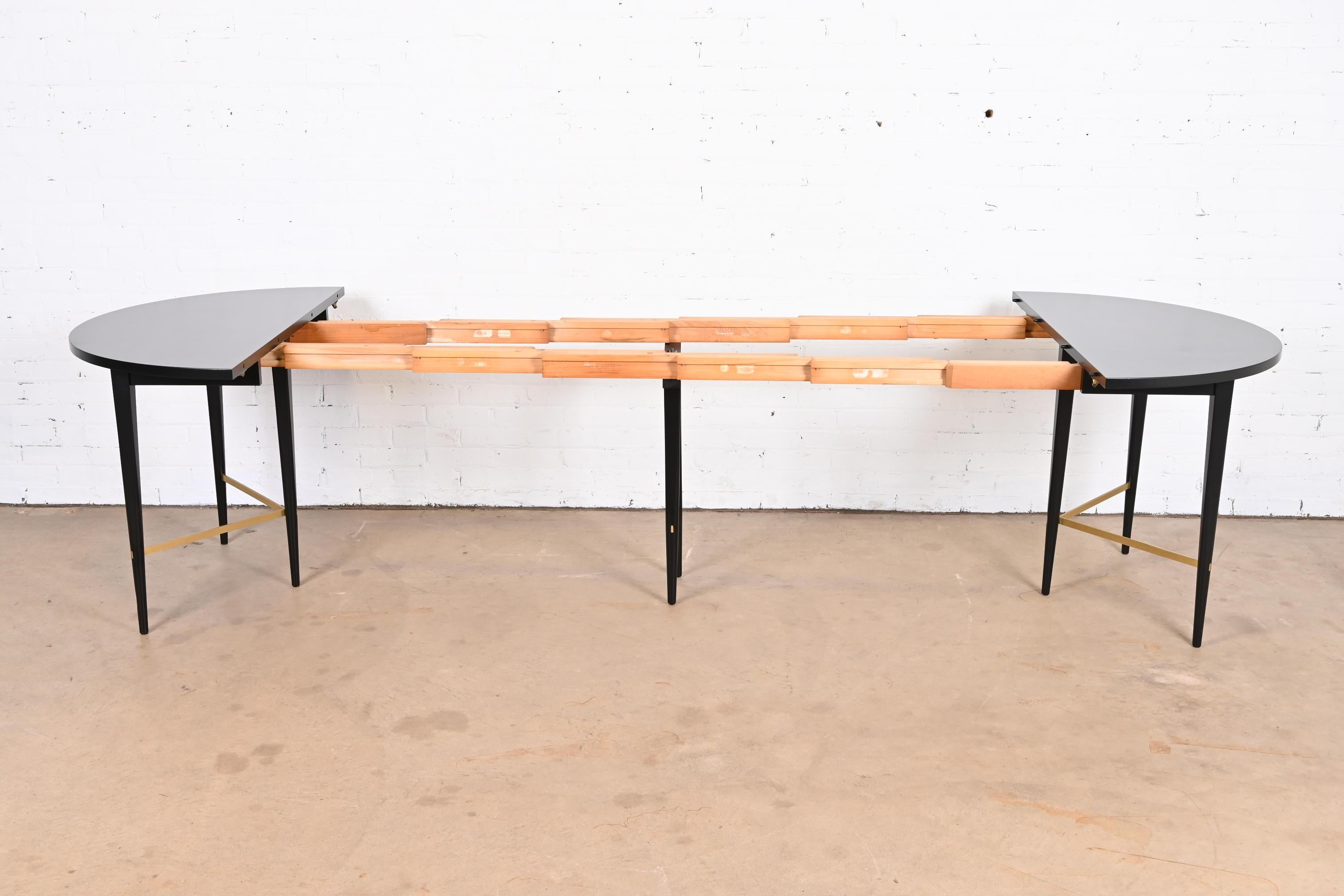 Mid-20th Century Paul McCobb for Directional Black Lacquer and Brass Dining Table, Refinished