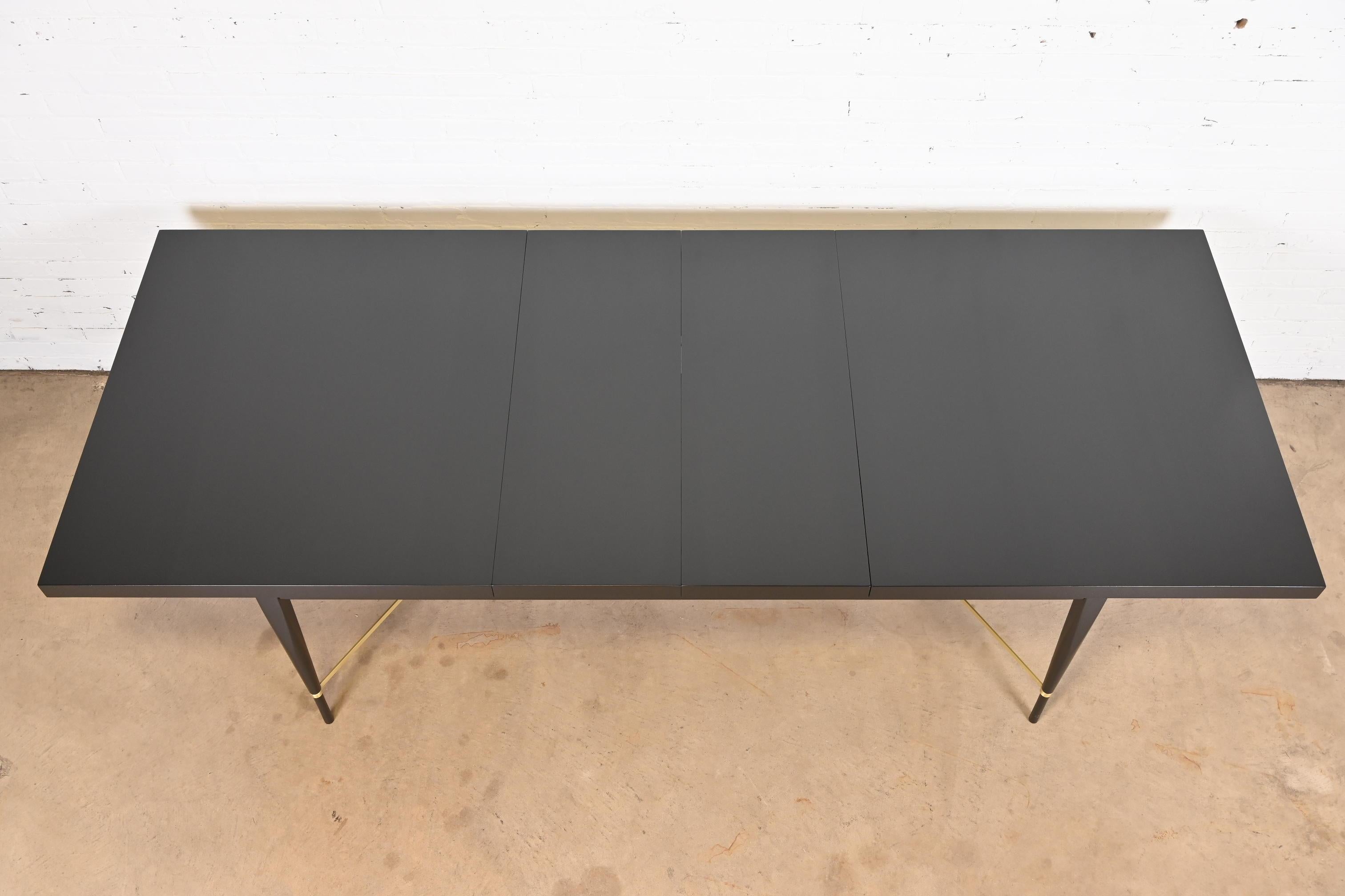 Paul McCobb for Directional Black Lacquer and Brass Dining Table, Refinished 2