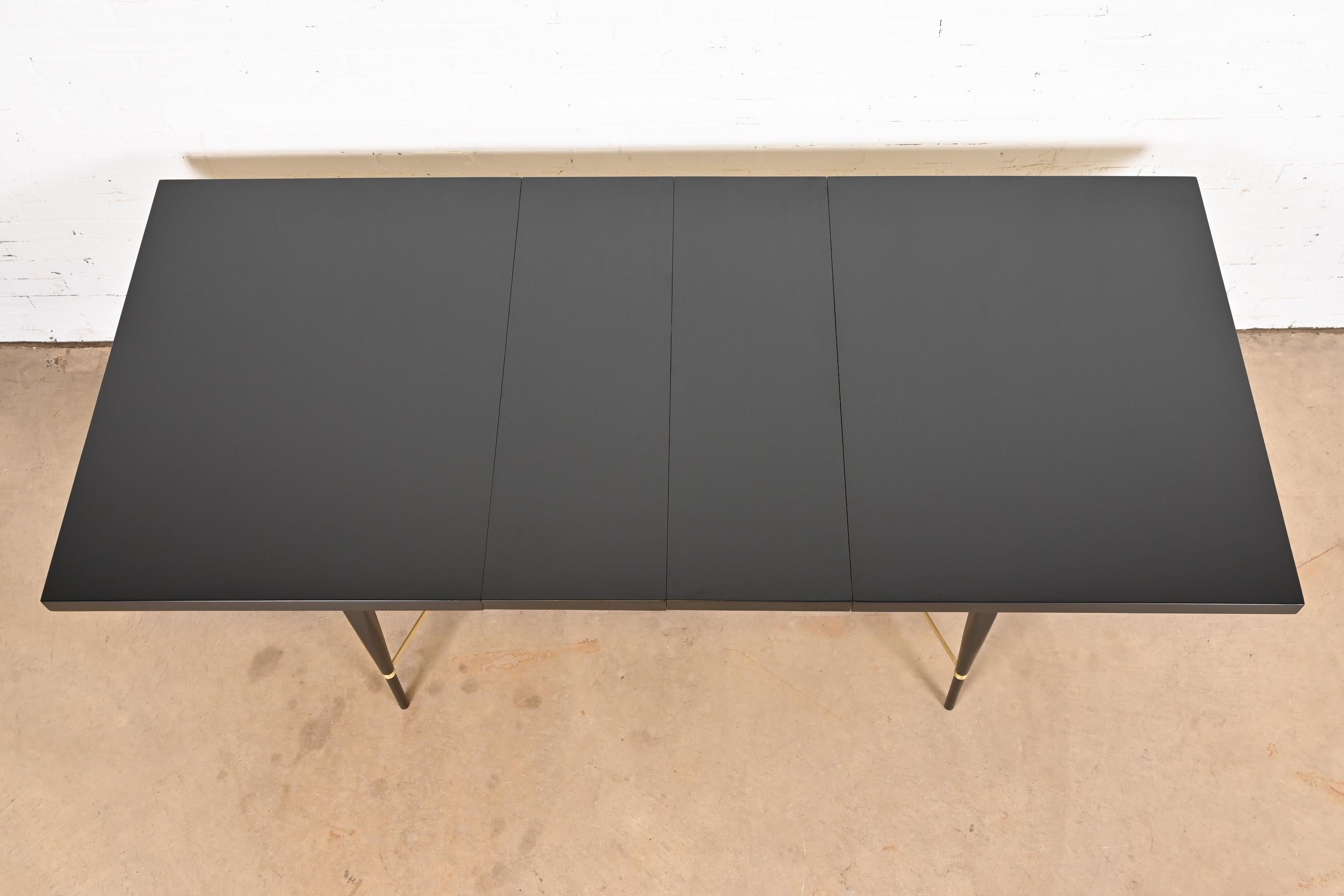 Paul McCobb for Directional Black Lacquer and Brass Dining Table, Refinished For Sale 2