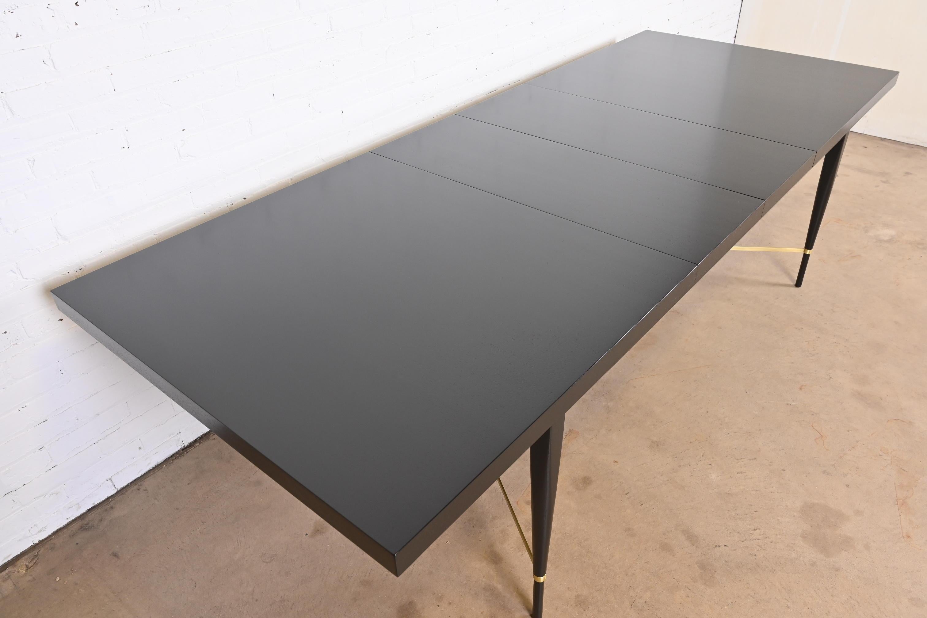 Paul McCobb for Directional Black Lacquer and Brass Dining Table, Refinished 3