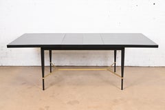 Paul McCobb for Directional Black Lacquer and Brass Extension Dining Table