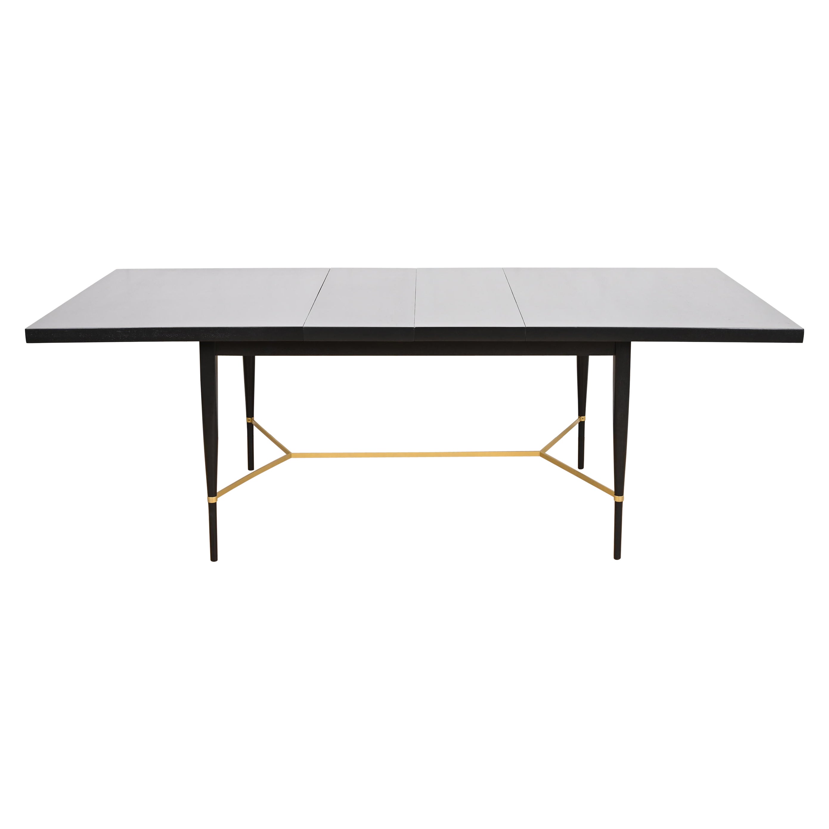 Paul McCobb for Directional Black Lacquer and Brass Extension Dining Table
