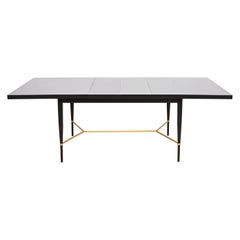 Paul McCobb per Directional Tavolo da pranzo allungabile in lacca nera e ottone