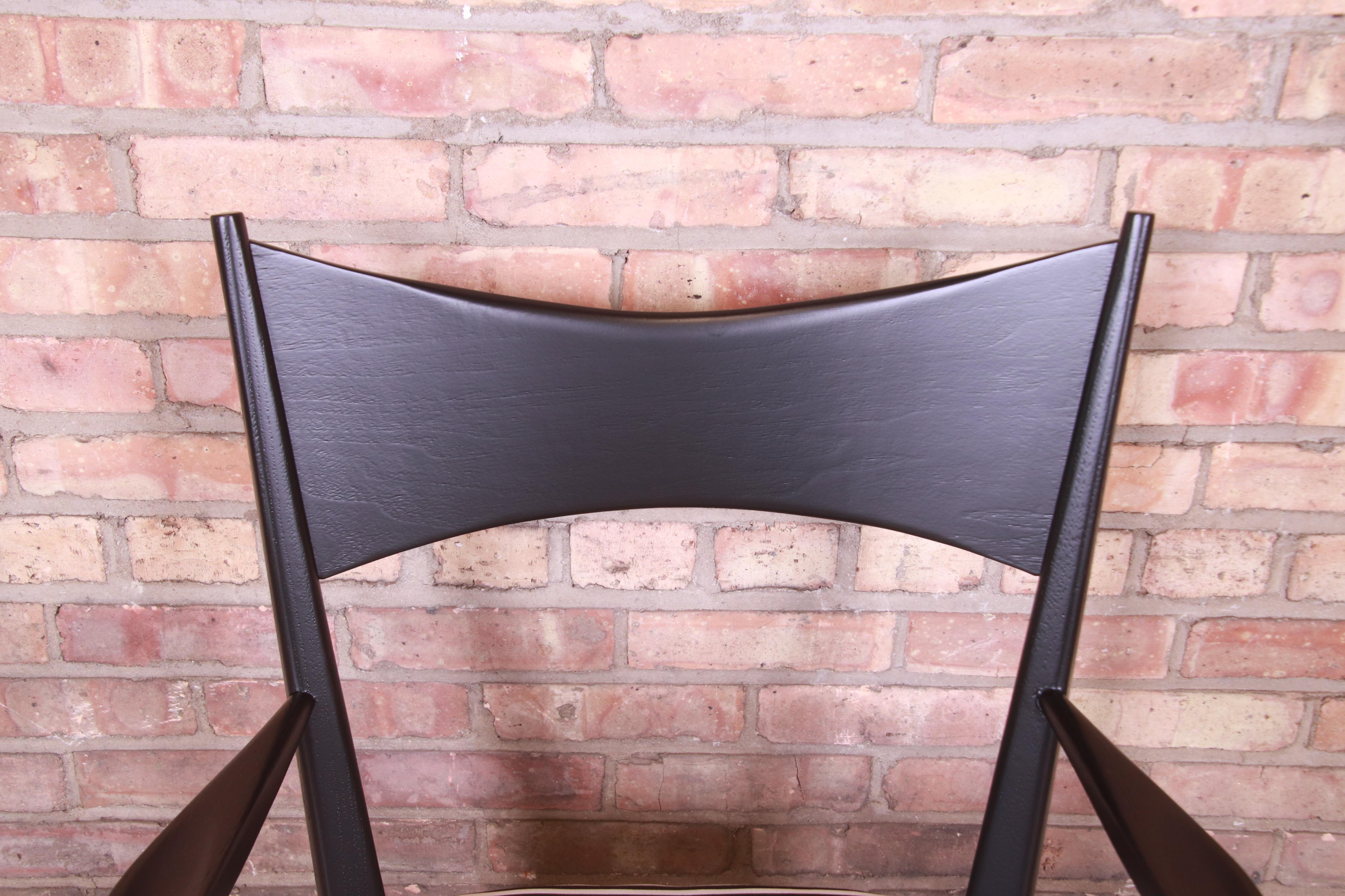 Paul McCobb for Directional Black Lacquered Armchairs, Newly Refinished 4