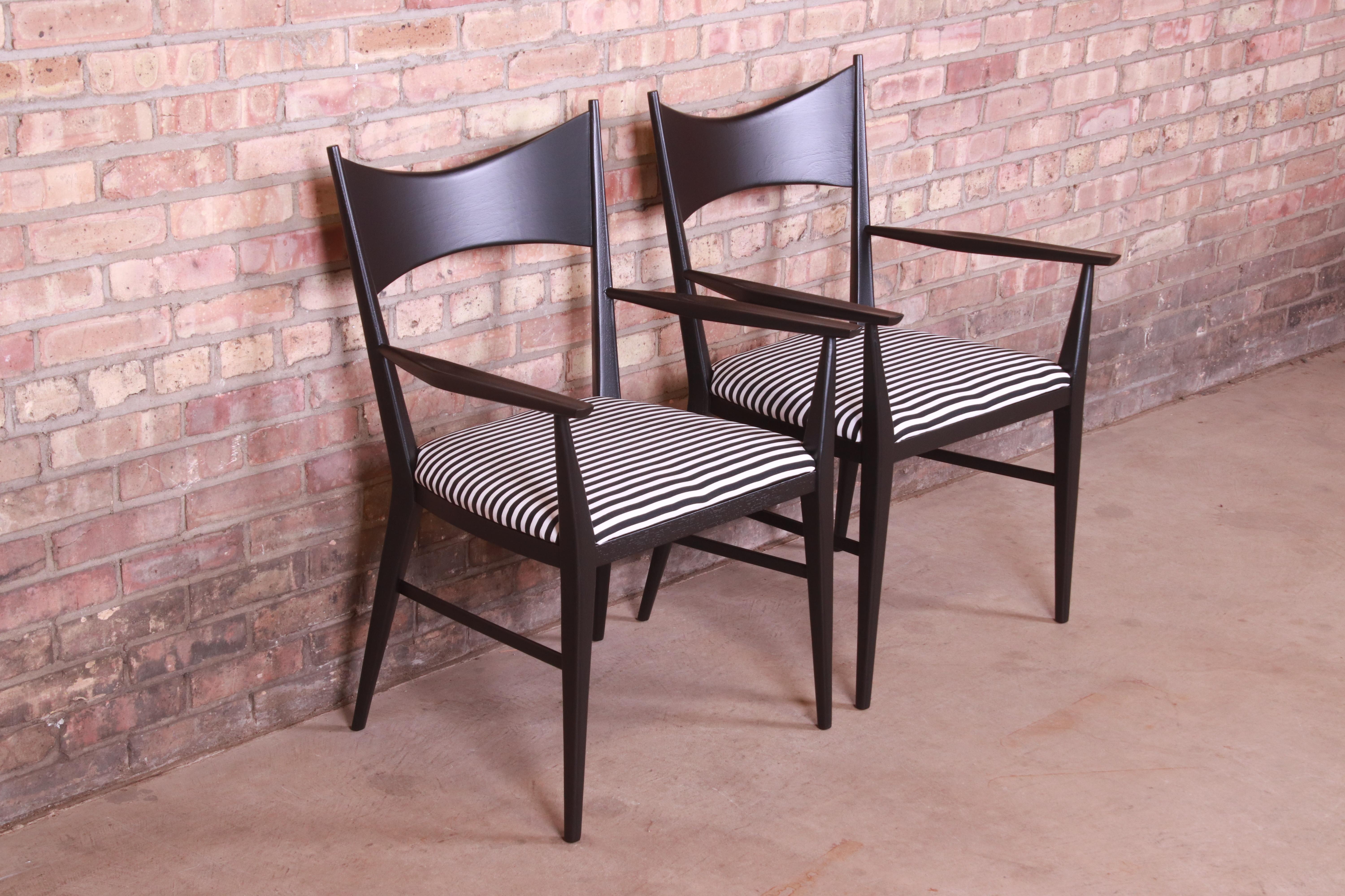 Mid-20th Century Paul McCobb for Directional Black Lacquered Armchairs, Newly Refinished