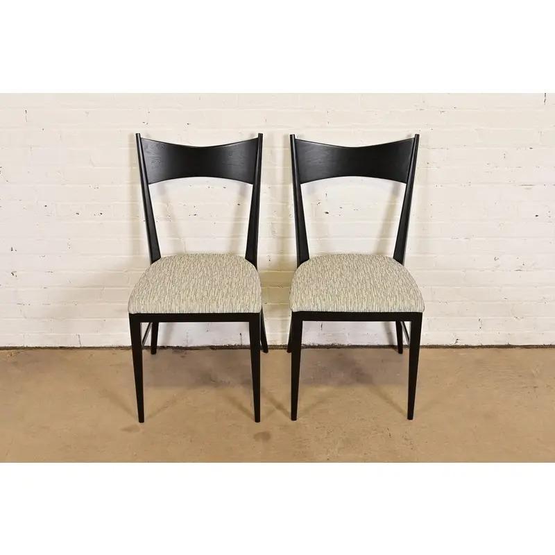 Paul McCobb für Directional Schwarz lackierte Fliege Esszimmerstühle, Paar (Moderne der Mitte des Jahrhunderts) im Angebot