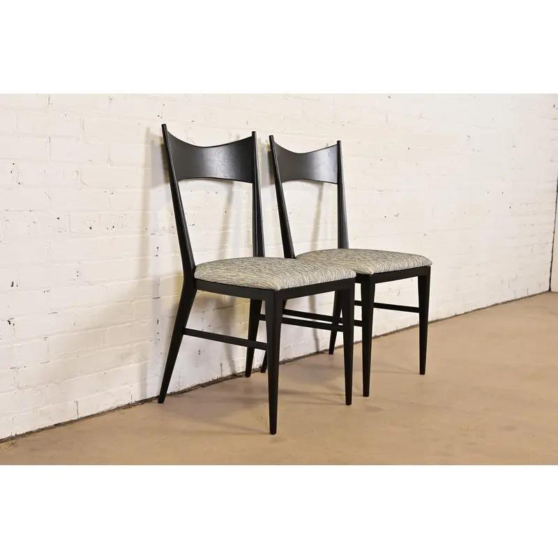 Paul McCobb für Directional Schwarz lackierte Fliege Esszimmerstühle, Paar im Zustand „Gut“ im Angebot in South Bend, IN