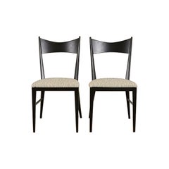 Paul McCobb for Directional Black Lacquered Bow Tie Dining Chairs, Pair