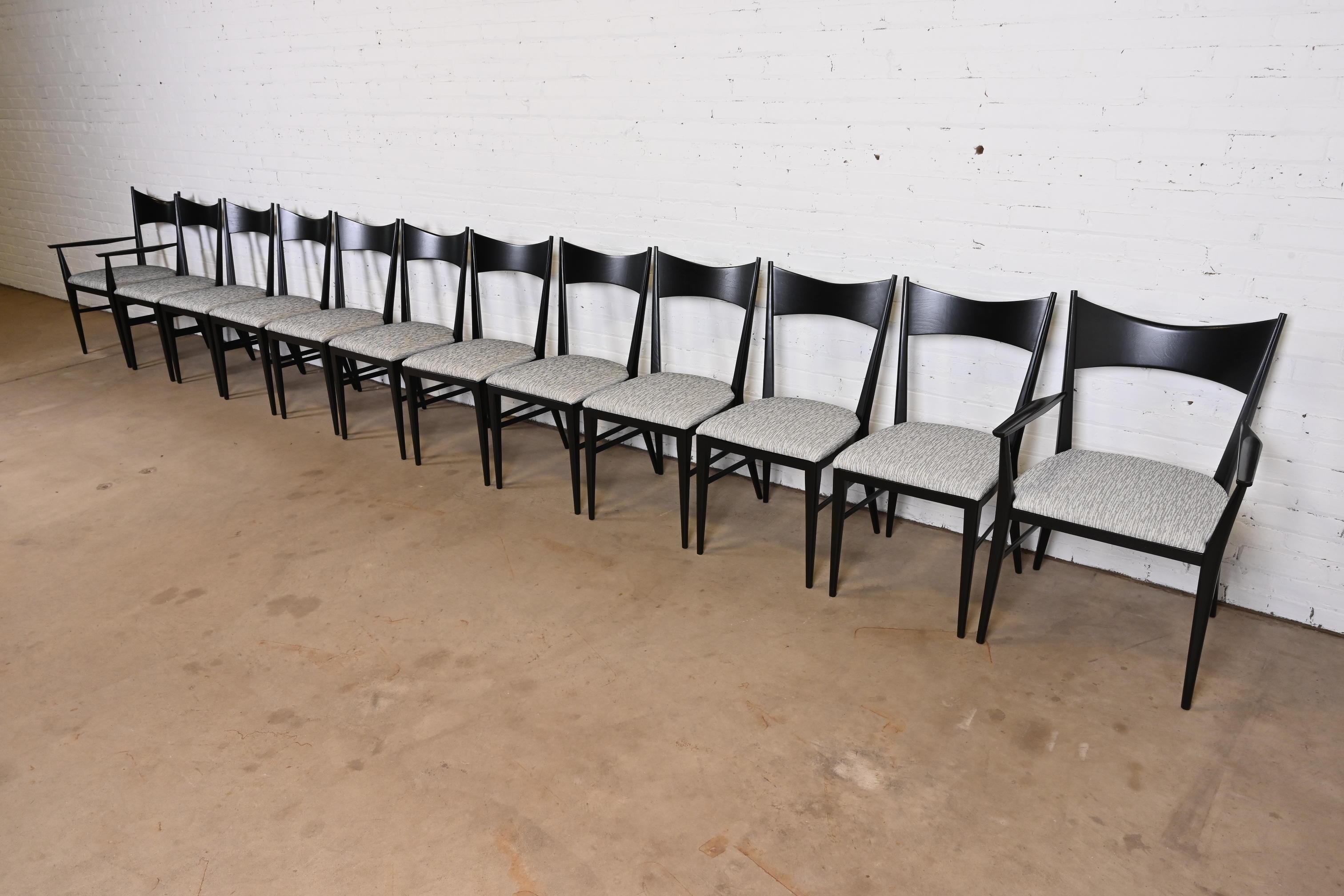 Mid-Century Modern Paul McCobb for Directional Black Lacquered Bow Tie Dining Chairs, Set of Twelve For Sale