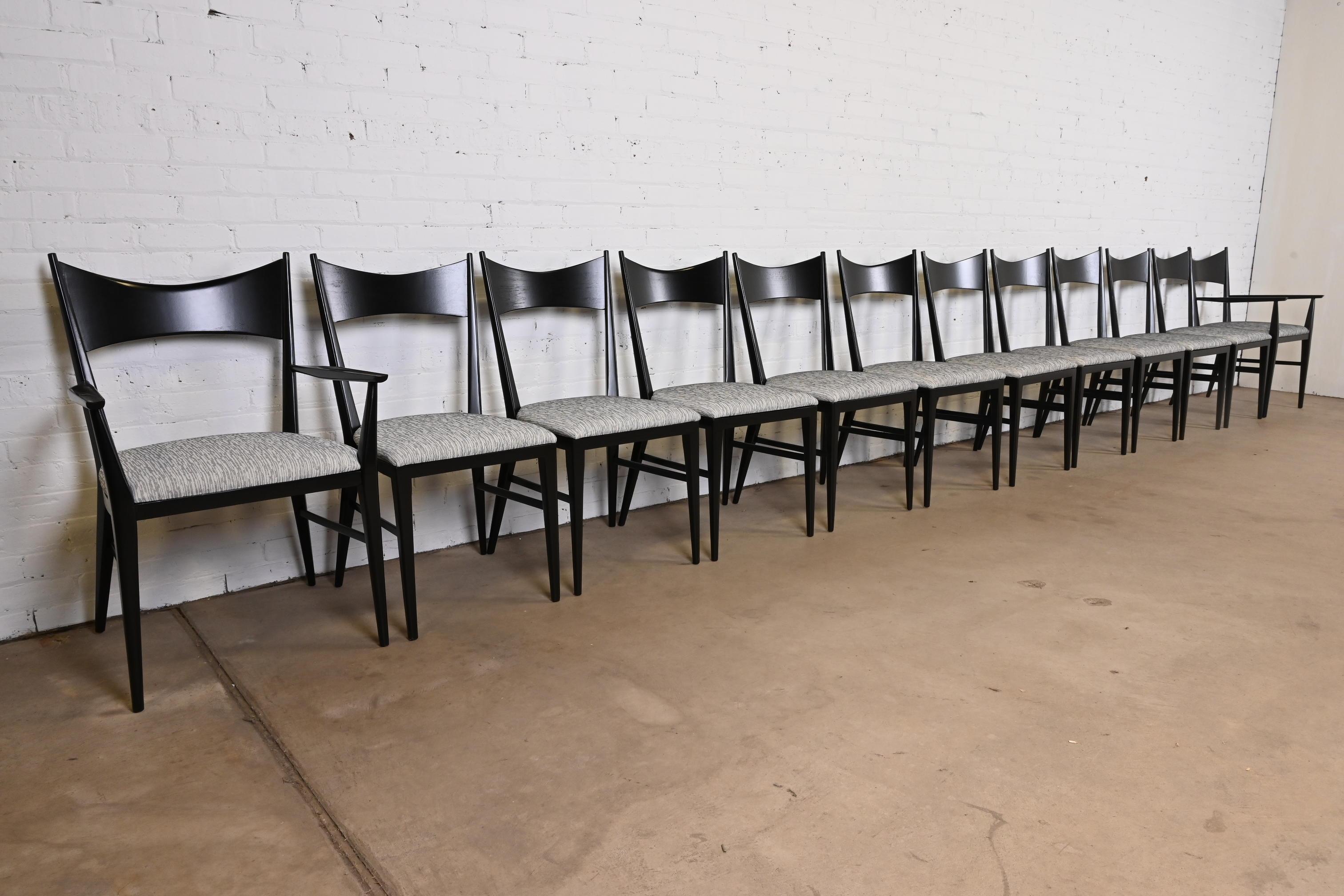 Paul McCobb for Directional Black Lacquered Bow Tie Dining Chairs, Set of Twelve In Good Condition For Sale In South Bend, IN