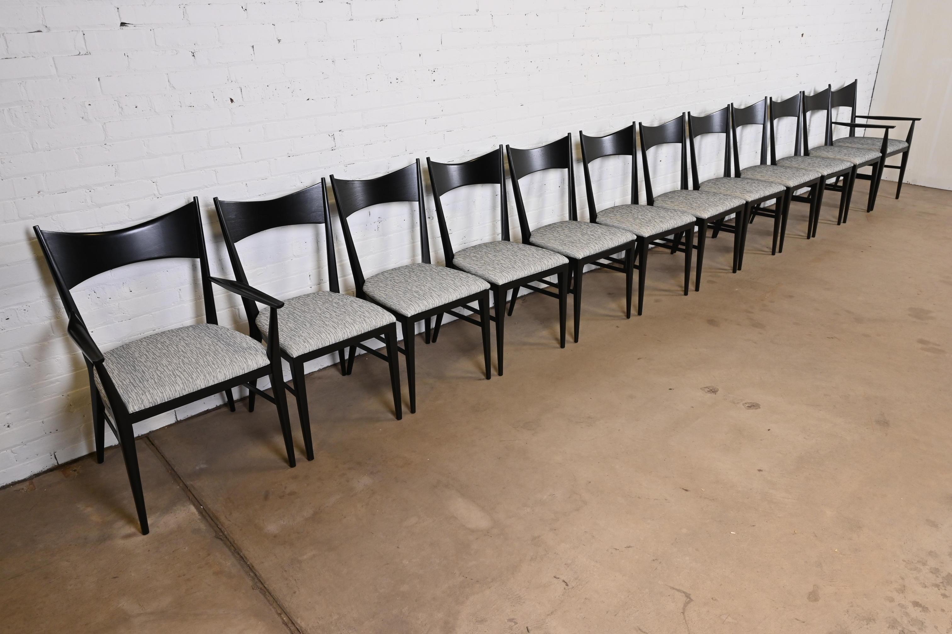 Mid-20th Century Paul McCobb for Directional Black Lacquered Bow Tie Dining Chairs, Set of Twelve For Sale