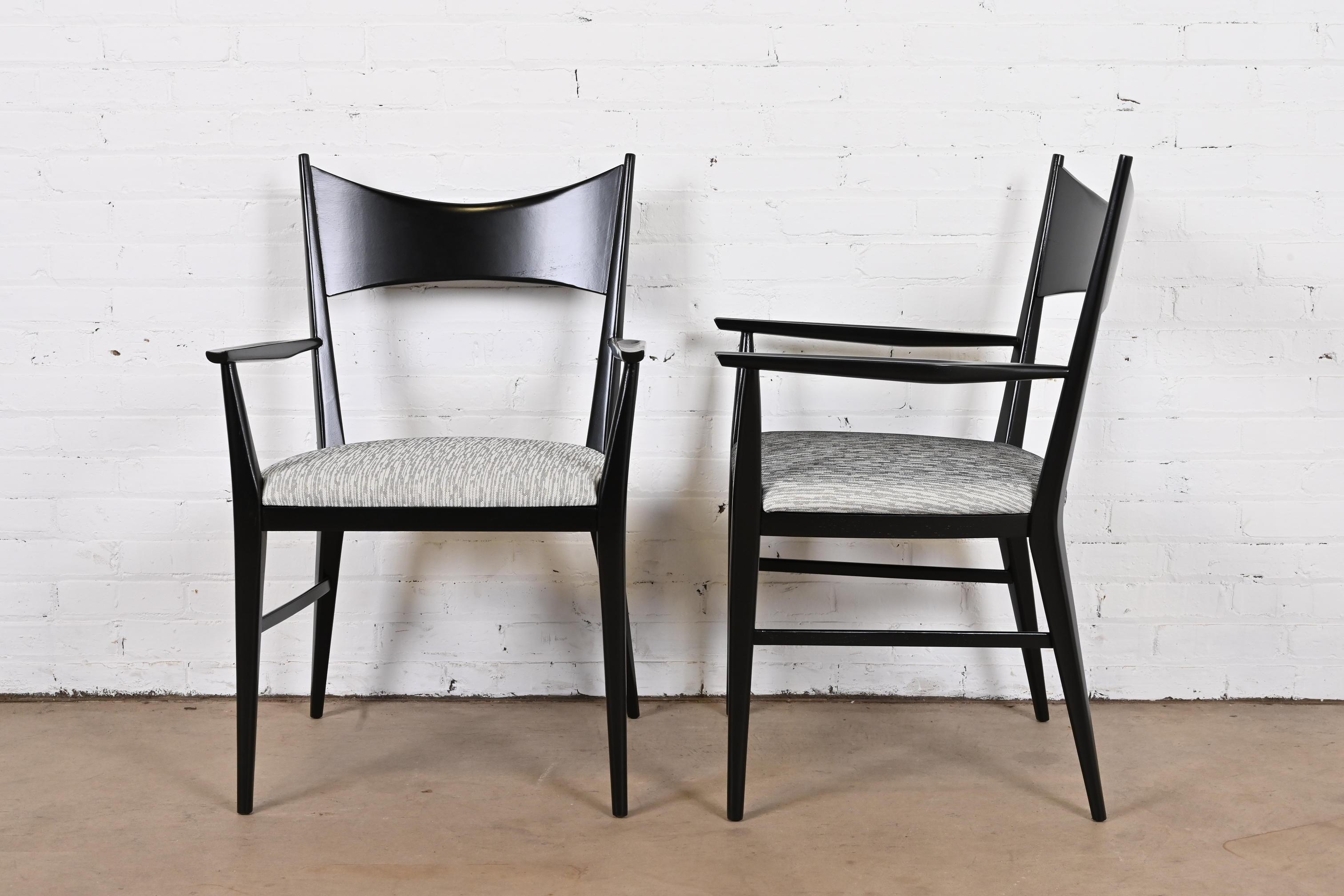 Upholstery Paul McCobb for Directional Black Lacquered Bow Tie Dining Chairs, Set of Twelve For Sale
