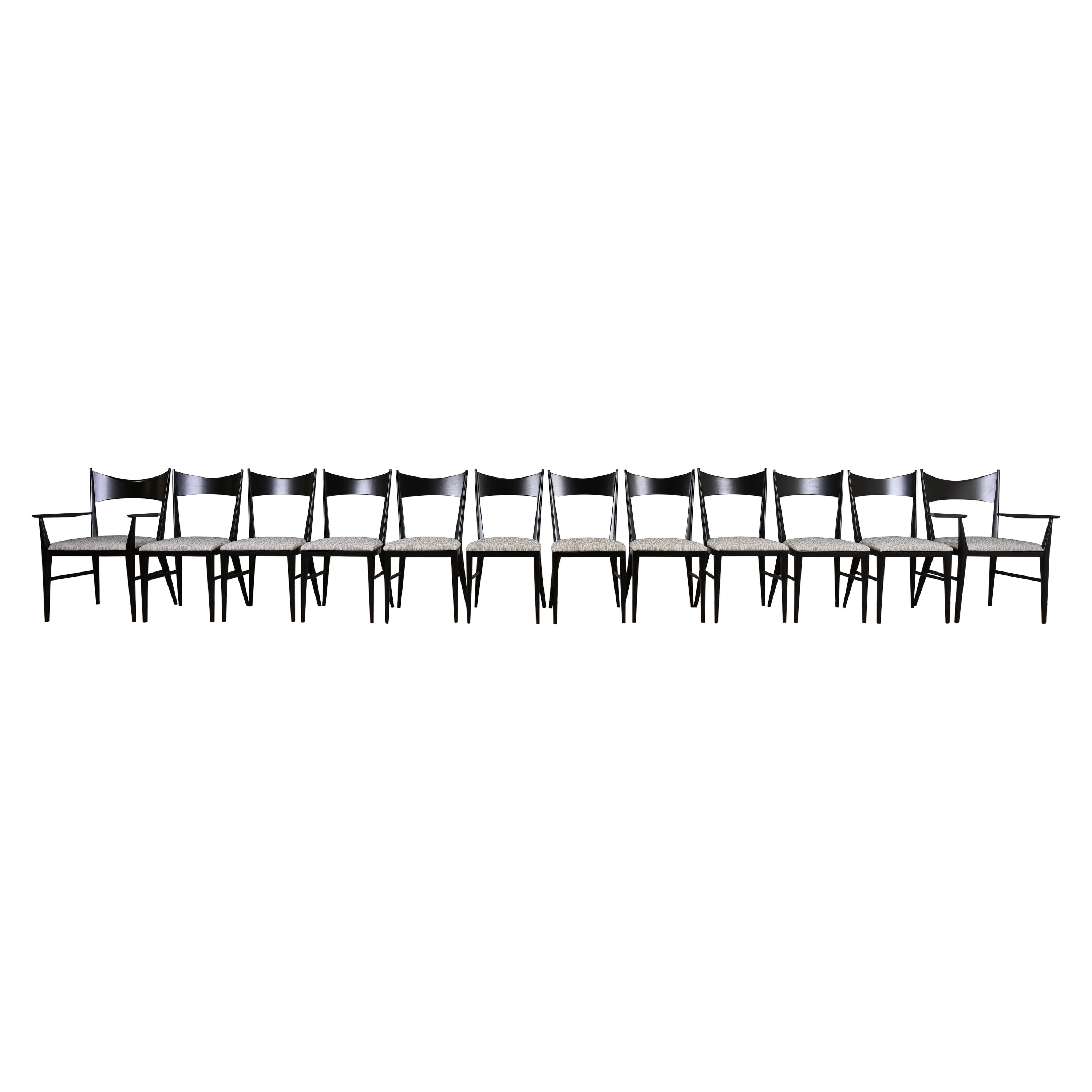 Paul McCobb per Directional Sedie da pranzo bow tie laccate nere, set di dodici sedie