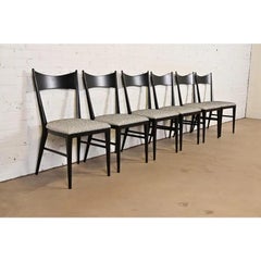 Paul McCobb for Directional Black Lacquered Dining Chairs, Fully Restored