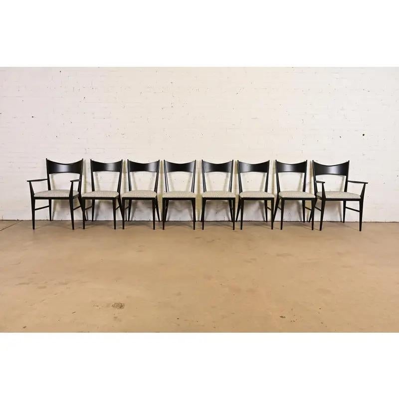 Paul McCobb für Directional Schwarz lackierte Esszimmerstühle, vollständig restauriert (Moderne der Mitte des Jahrhunderts) im Angebot