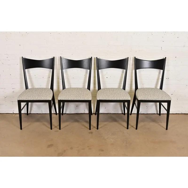 Paul McCobb für Directional Schwarz lackierte Esszimmerstühle, vollständig restauriert (Moderne der Mitte des Jahrhunderts) im Angebot