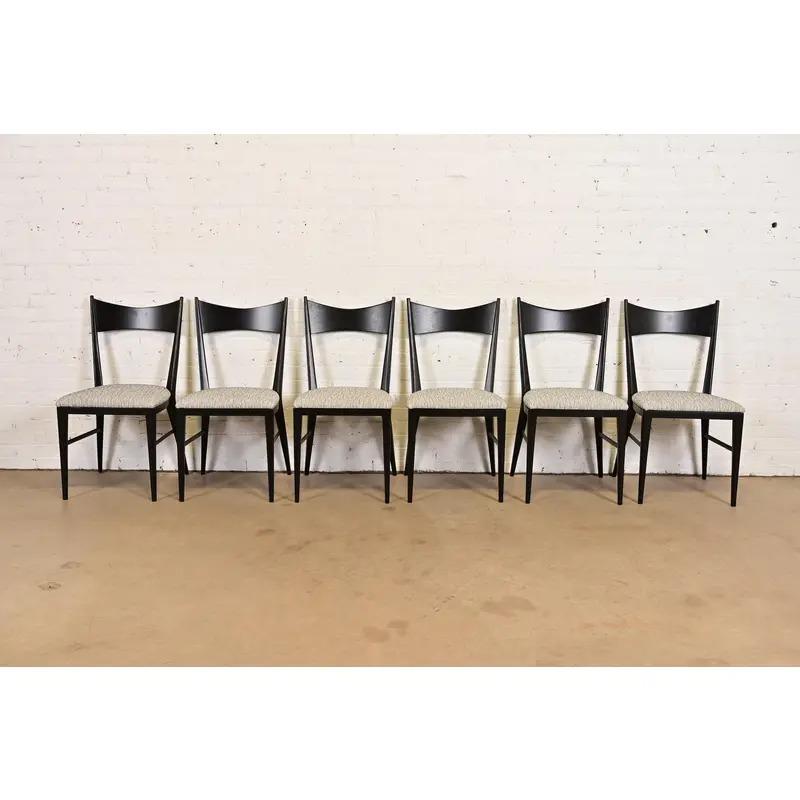 Paul McCobb für Directional Schwarz lackierte Esszimmerstühle, vollständig restauriert (Moderne der Mitte des Jahrhunderts) im Angebot