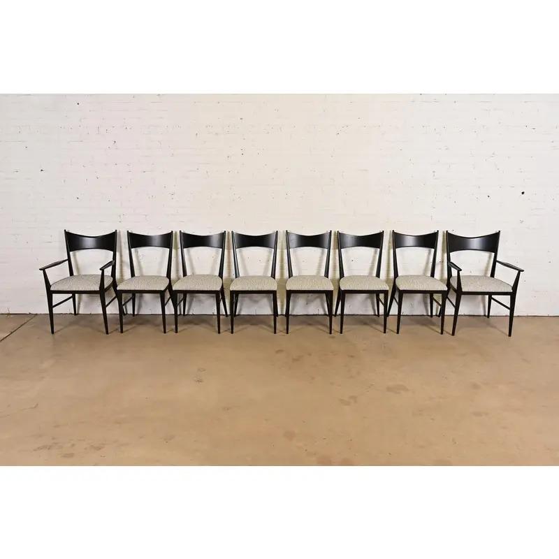 Paul McCobb für Directional Schwarz lackierte Esszimmerstühle, vollständig restauriert (amerikanisch) im Angebot