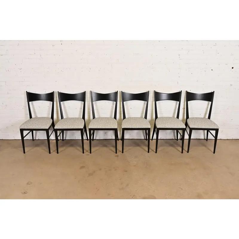 Paul McCobb für Directional Schwarz lackierte Esszimmerstühle, vollständig restauriert (amerikanisch) im Angebot