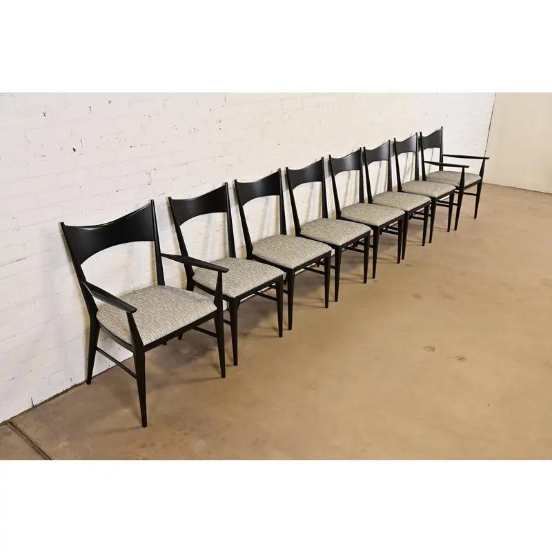 Paul McCobb für Directional Schwarz lackierte Esszimmerstühle, vollständig restauriert im Zustand „Gut“ im Angebot in South Bend, IN