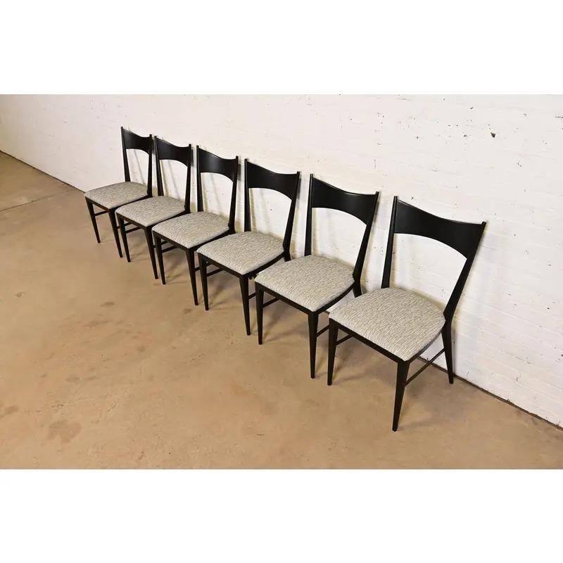 Paul McCobb für Directional Schwarz lackierte Esszimmerstühle, vollständig restauriert im Zustand „Gut“ im Angebot in South Bend, IN