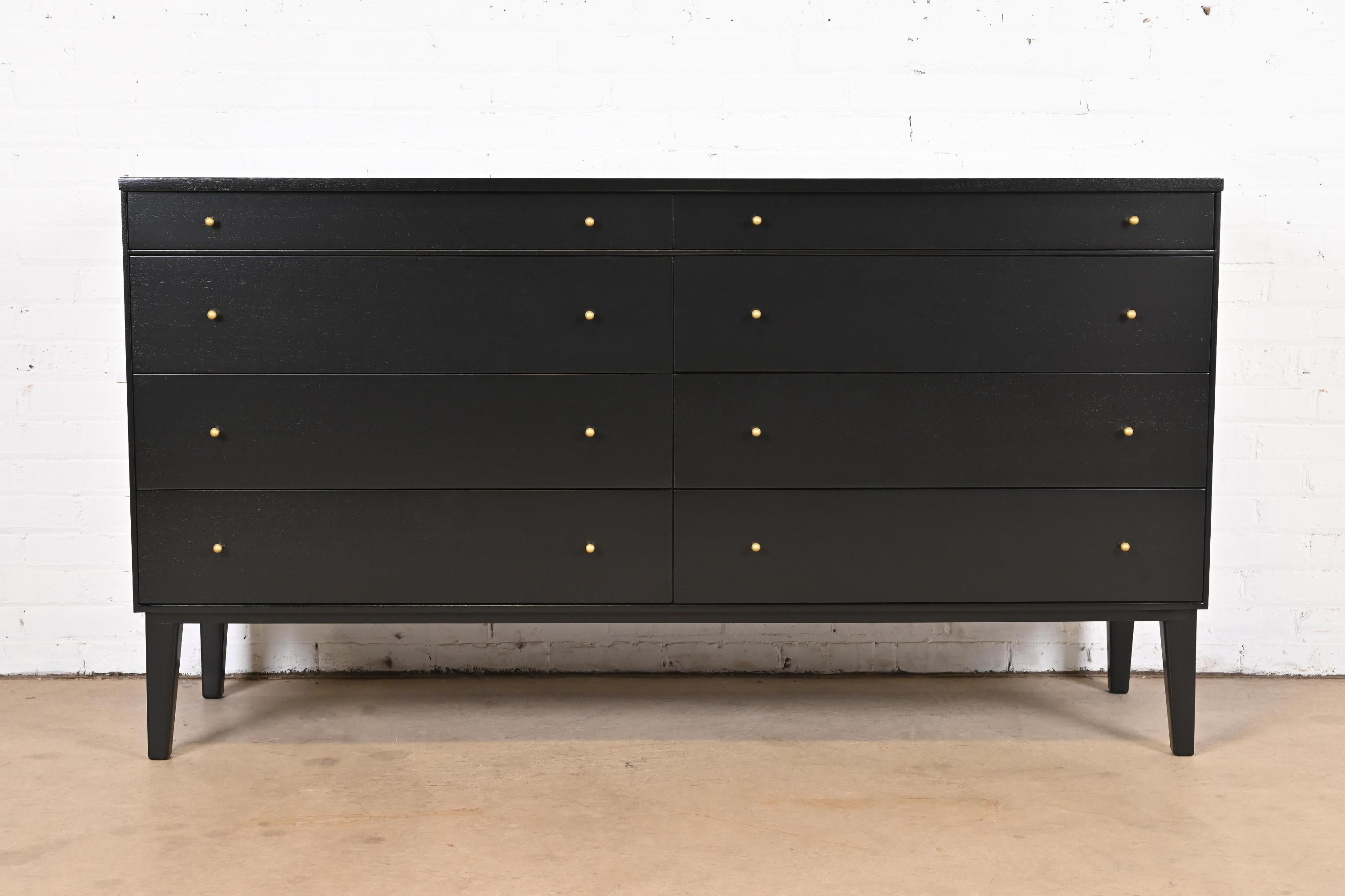 Mid-Century Modern Paul McCobb for Directional Black Lacquered Dresser, Newly Refinished