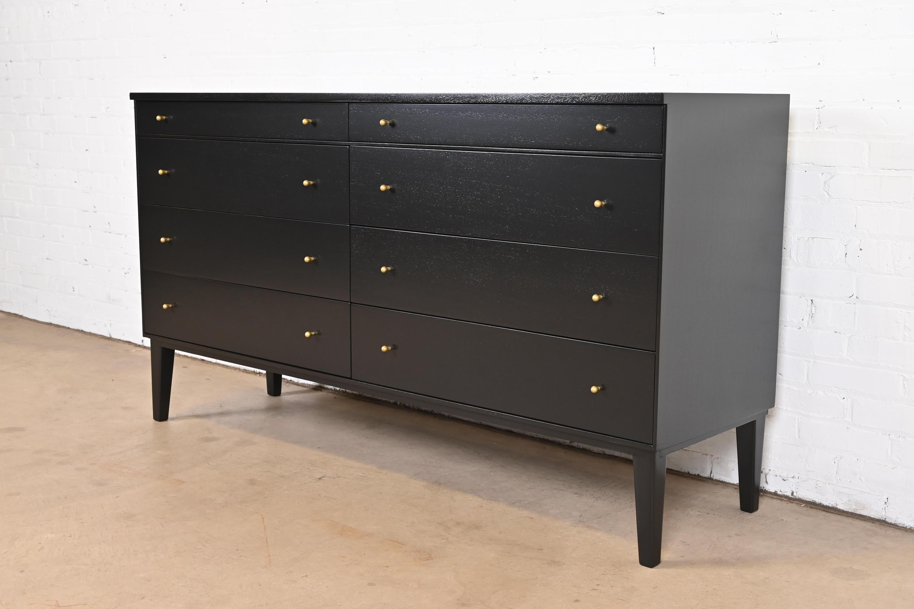 American Paul McCobb for Directional Black Lacquered Dresser, Newly Refinished