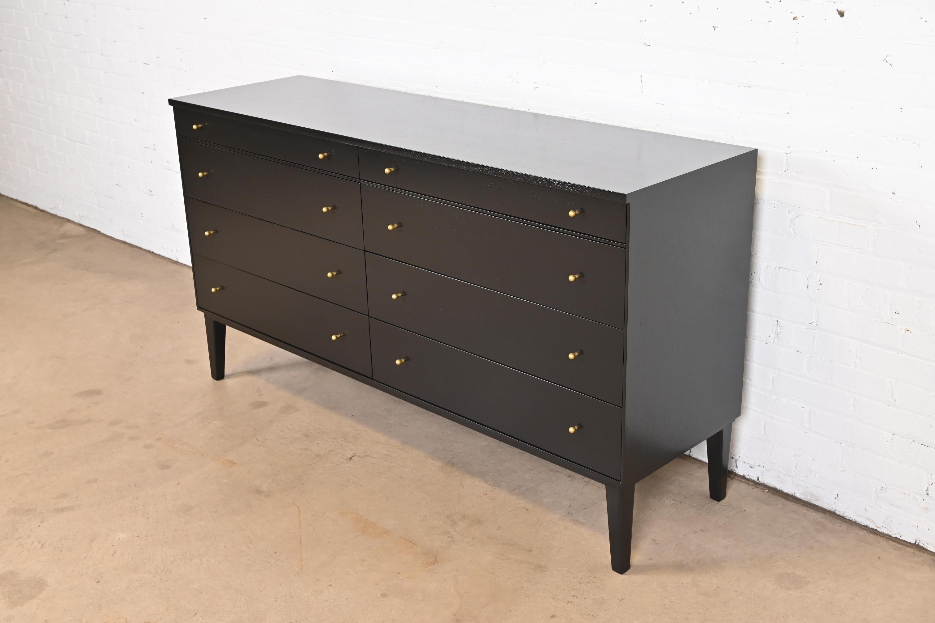 Paul McCobb for Directional Black Lacquered Dresser, Newly Refinished In Good Condition In South Bend, IN