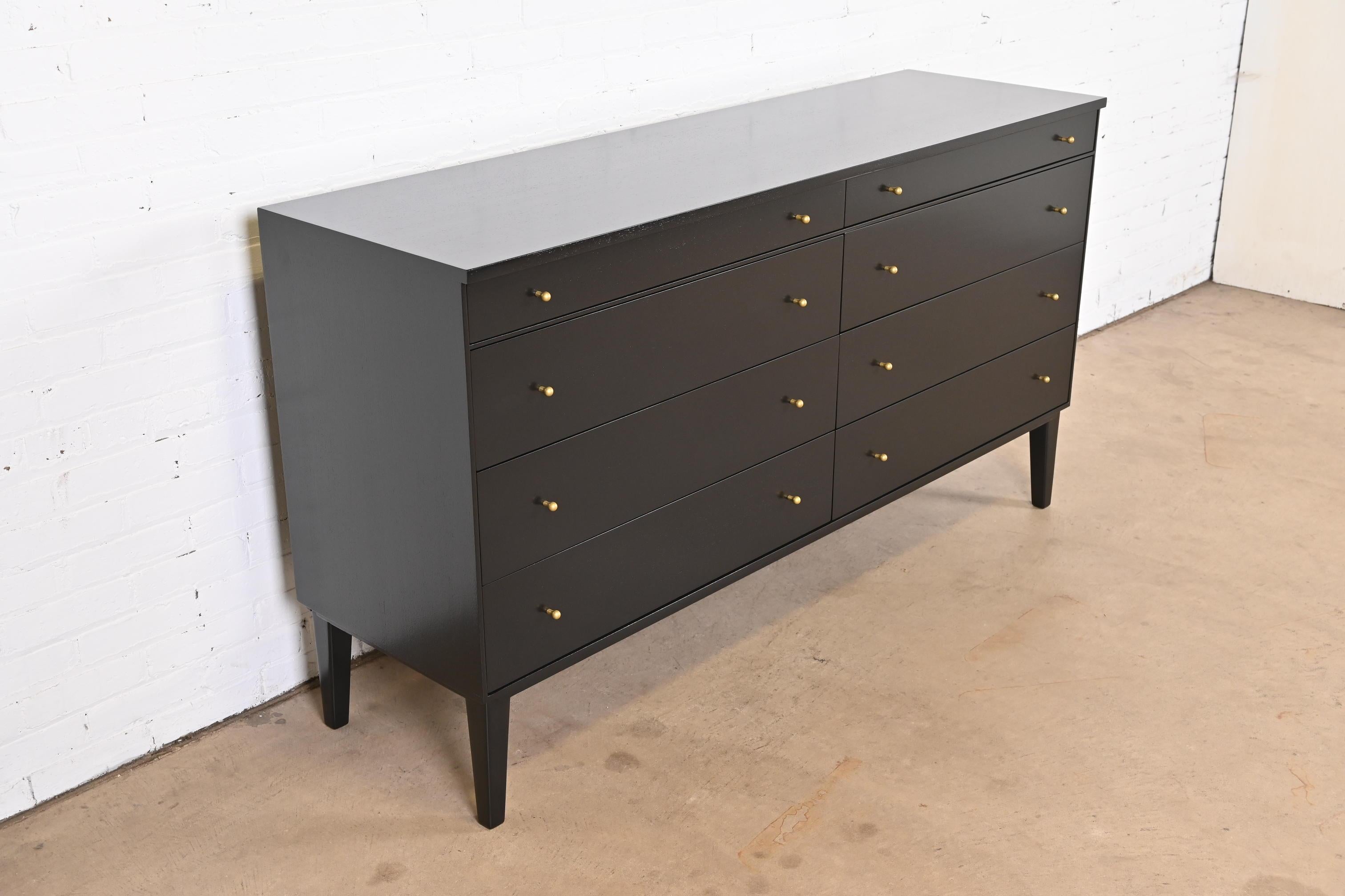 Mid-20th Century Paul McCobb for Directional Black Lacquered Dresser, Newly Refinished