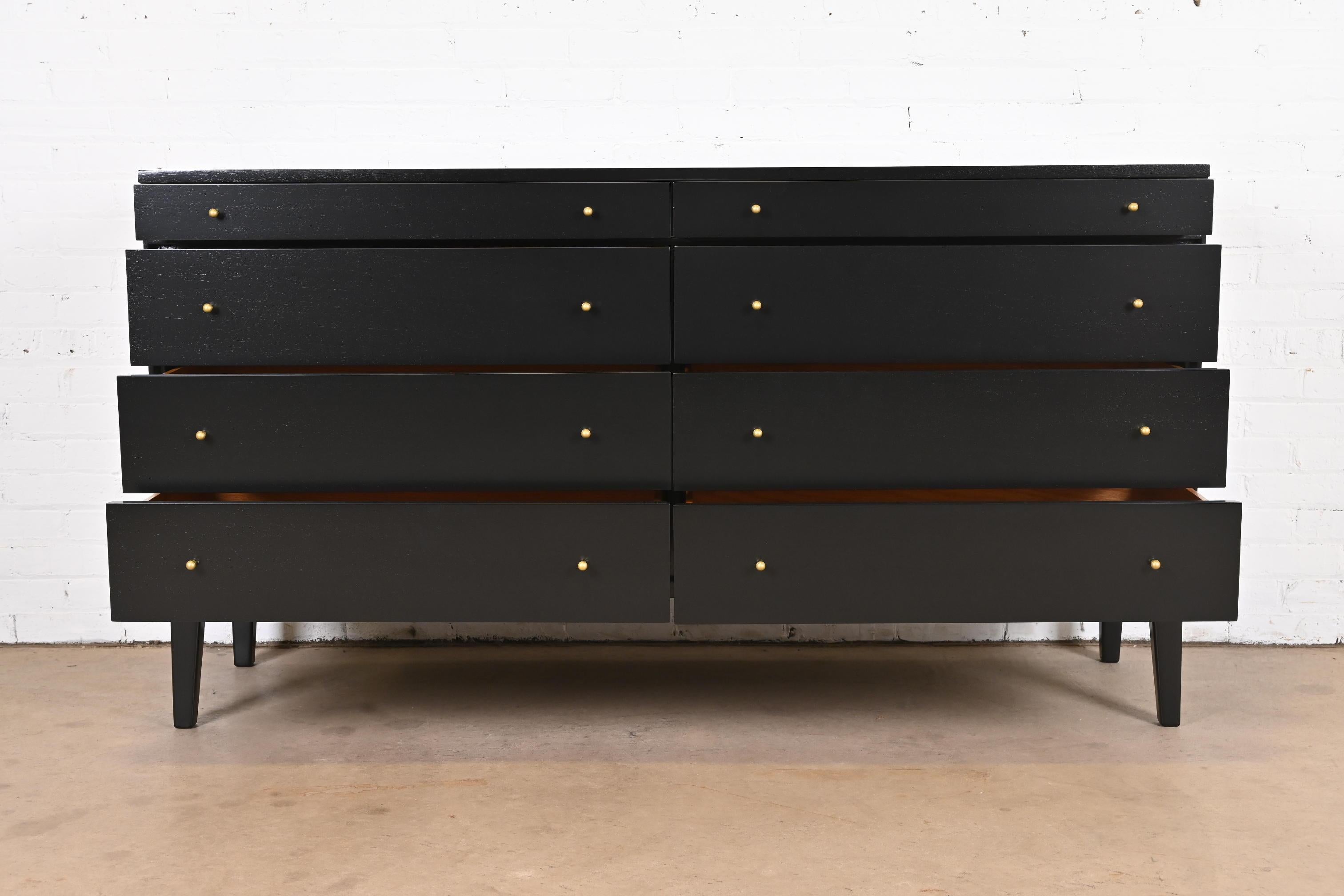 Paul McCobb for Directional Black Lacquered Dresser, Newly Refinished 1