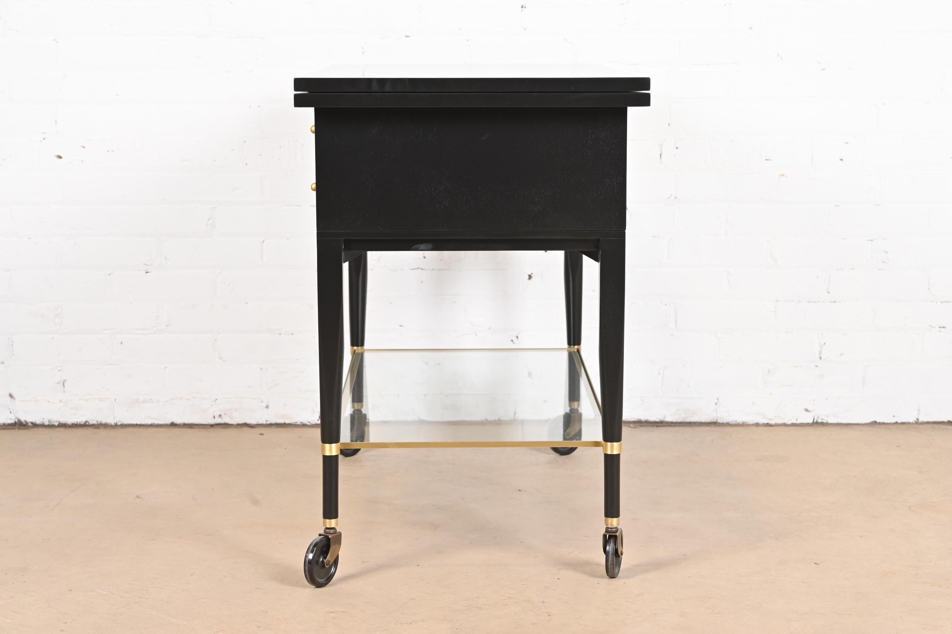 Paul McCobb for Directional Black Lacquered Flip Top Server Bar Cart, Refinished For Sale 9