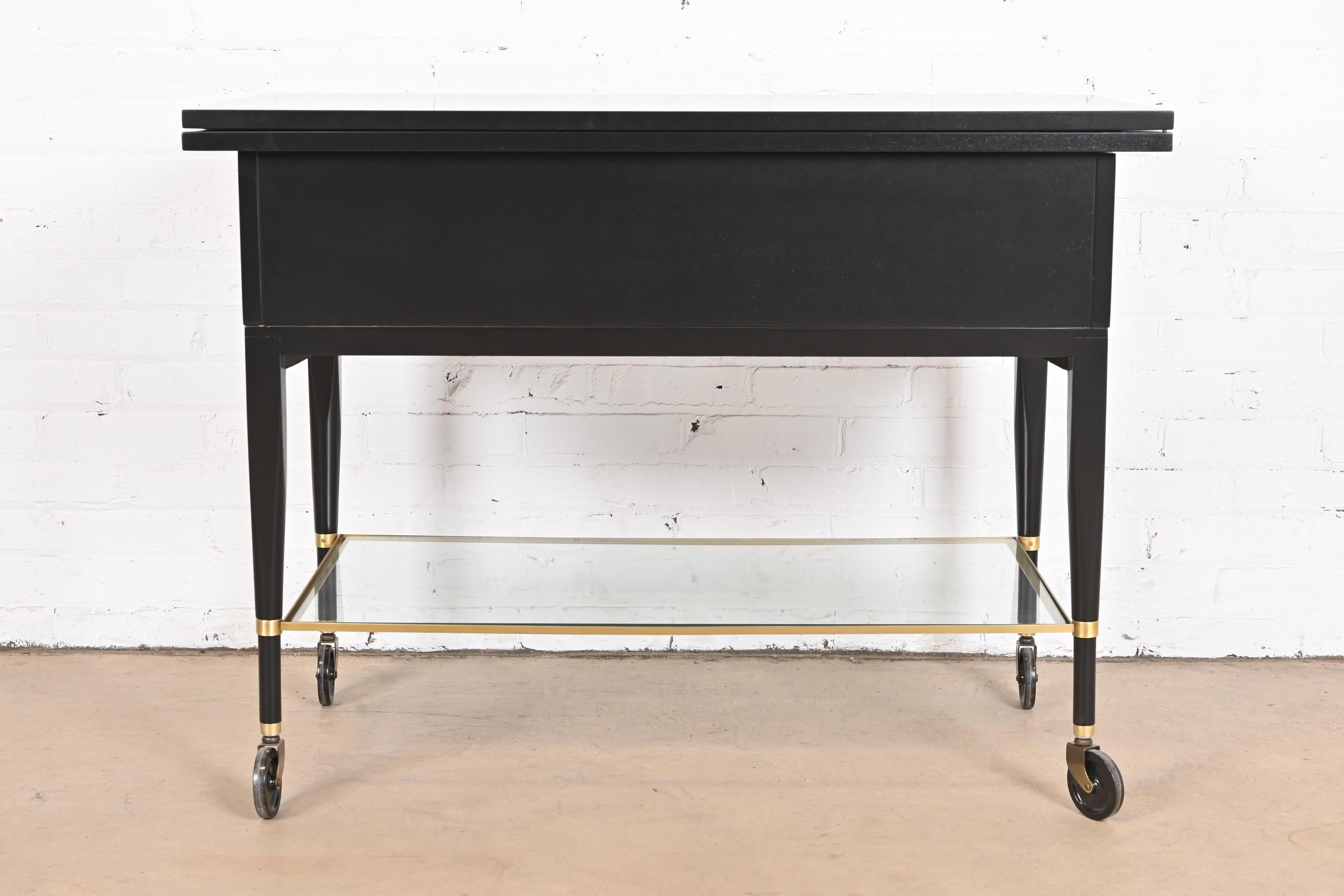Paul McCobb for Directional Black Lacquered Flip Top Server Bar Cart, Refinished For Sale 10