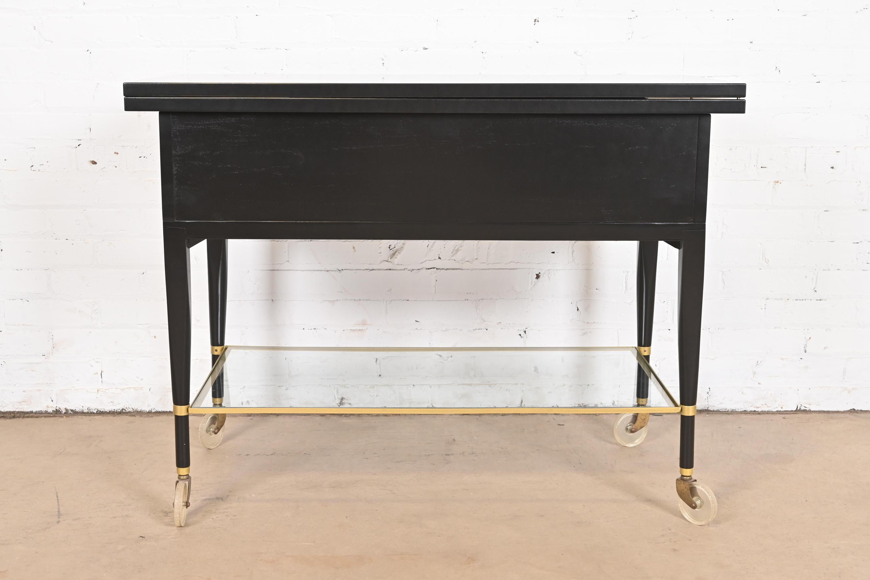 Paul McCobb for Directional Black Lacquered Flip Top Server Bar Cart, Refinished For Sale 12