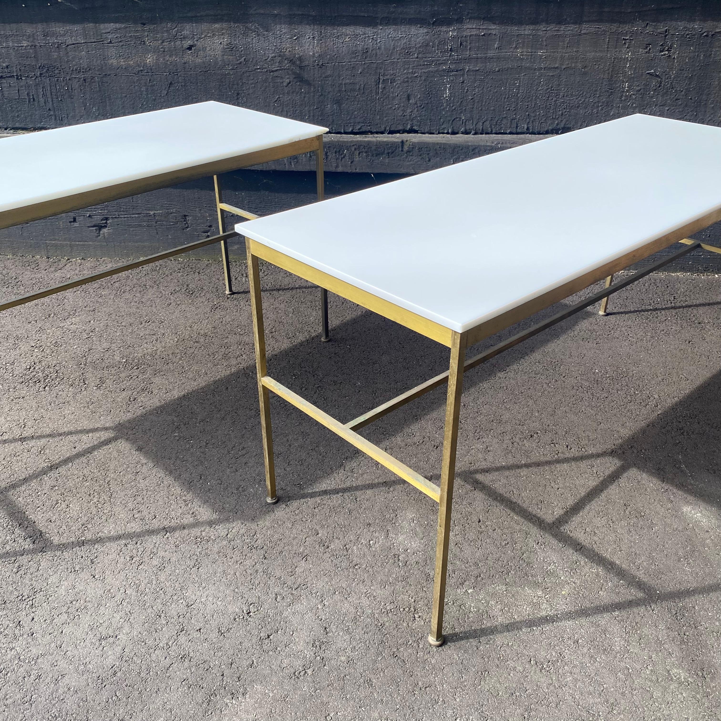 Paul McCobb for Directional Brass and Carrara Glass Console Table, ca. 1950's  14