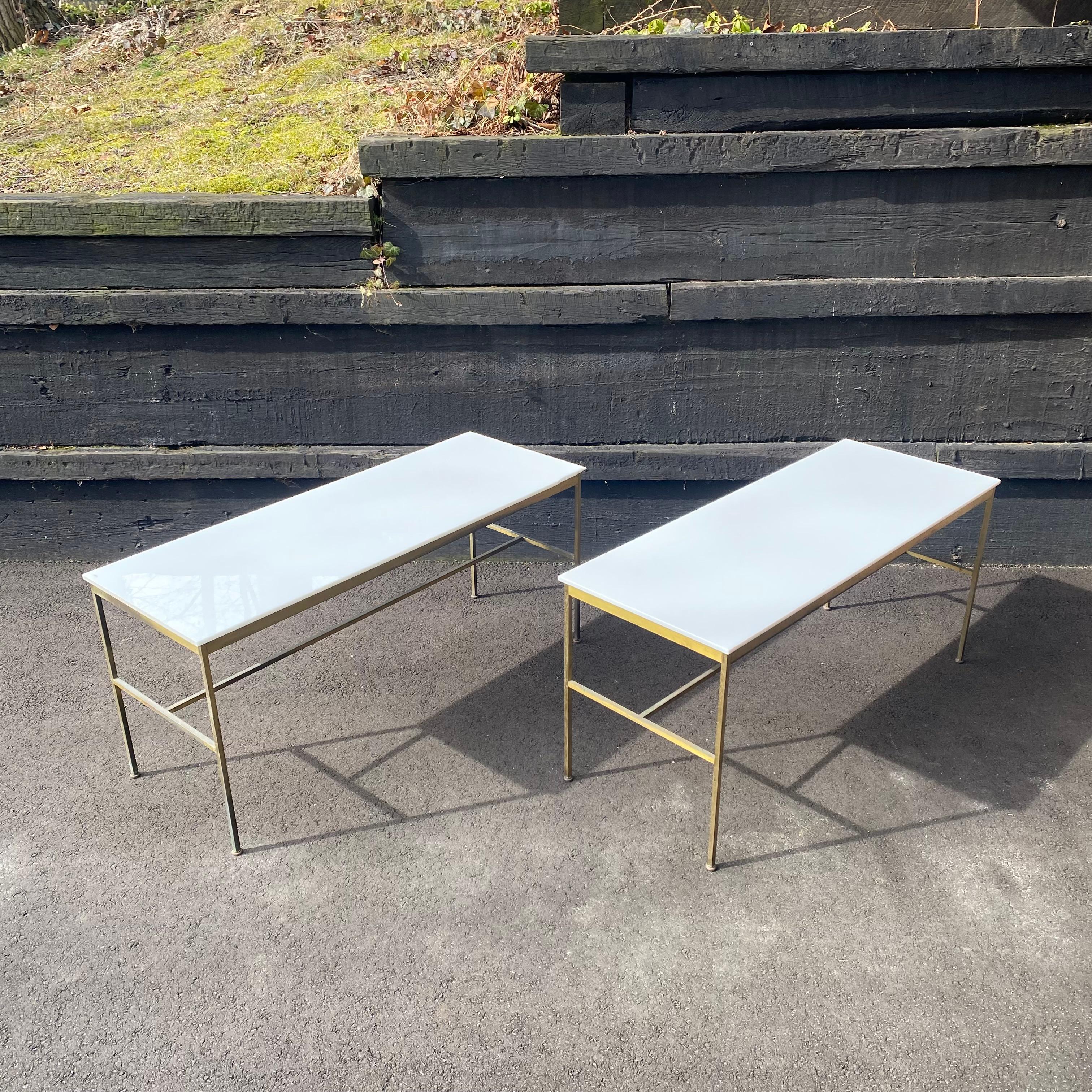 Mid-Century Modern Paul McCobb for Directional Brass and Carrara Glass Console Table, ca. 1950's