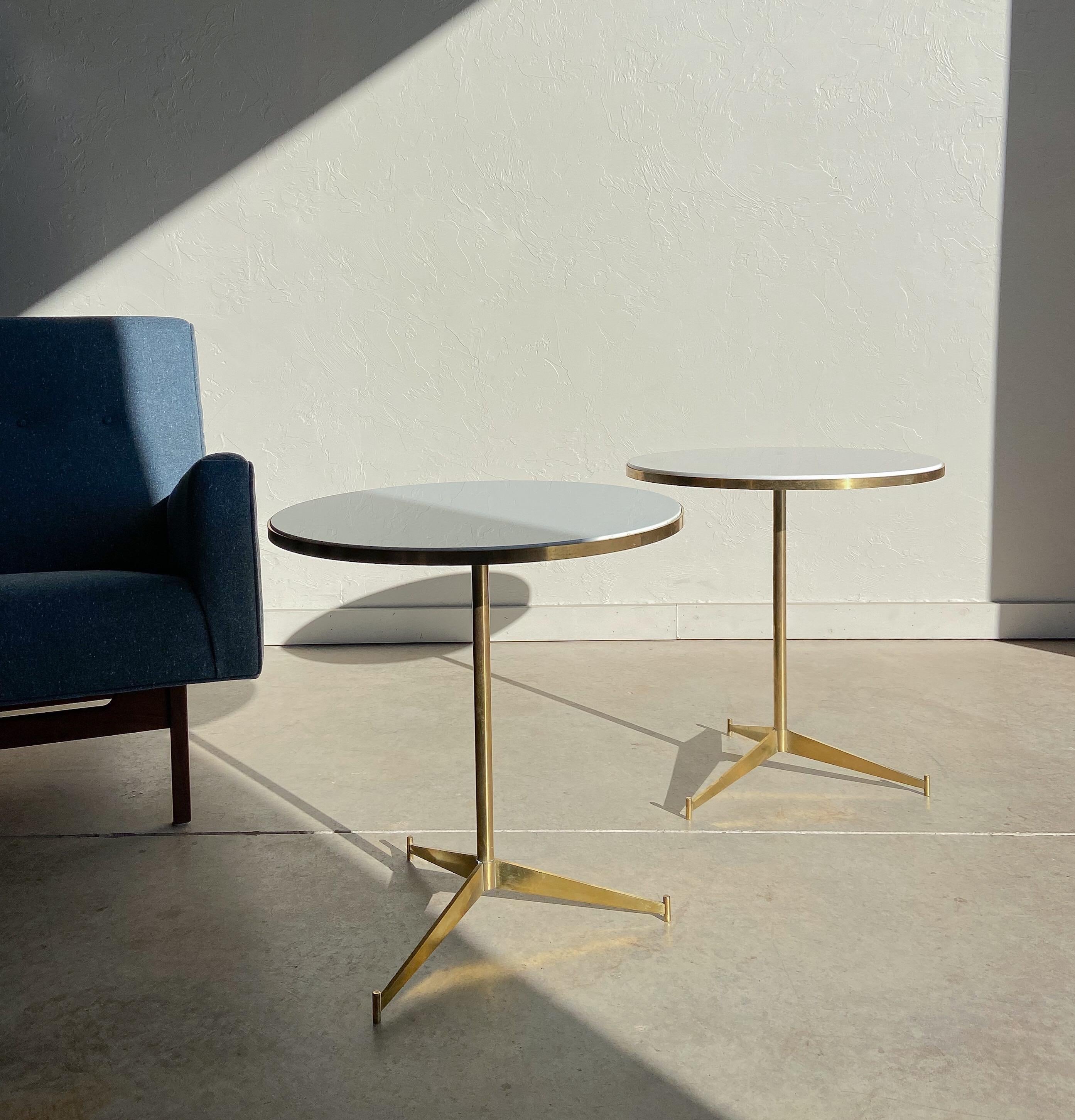 Paul McCobb for Directional Brass and Vitrolite “Cigarette” Table, 1954 In Good Condition For Sale In Round Rock, TX