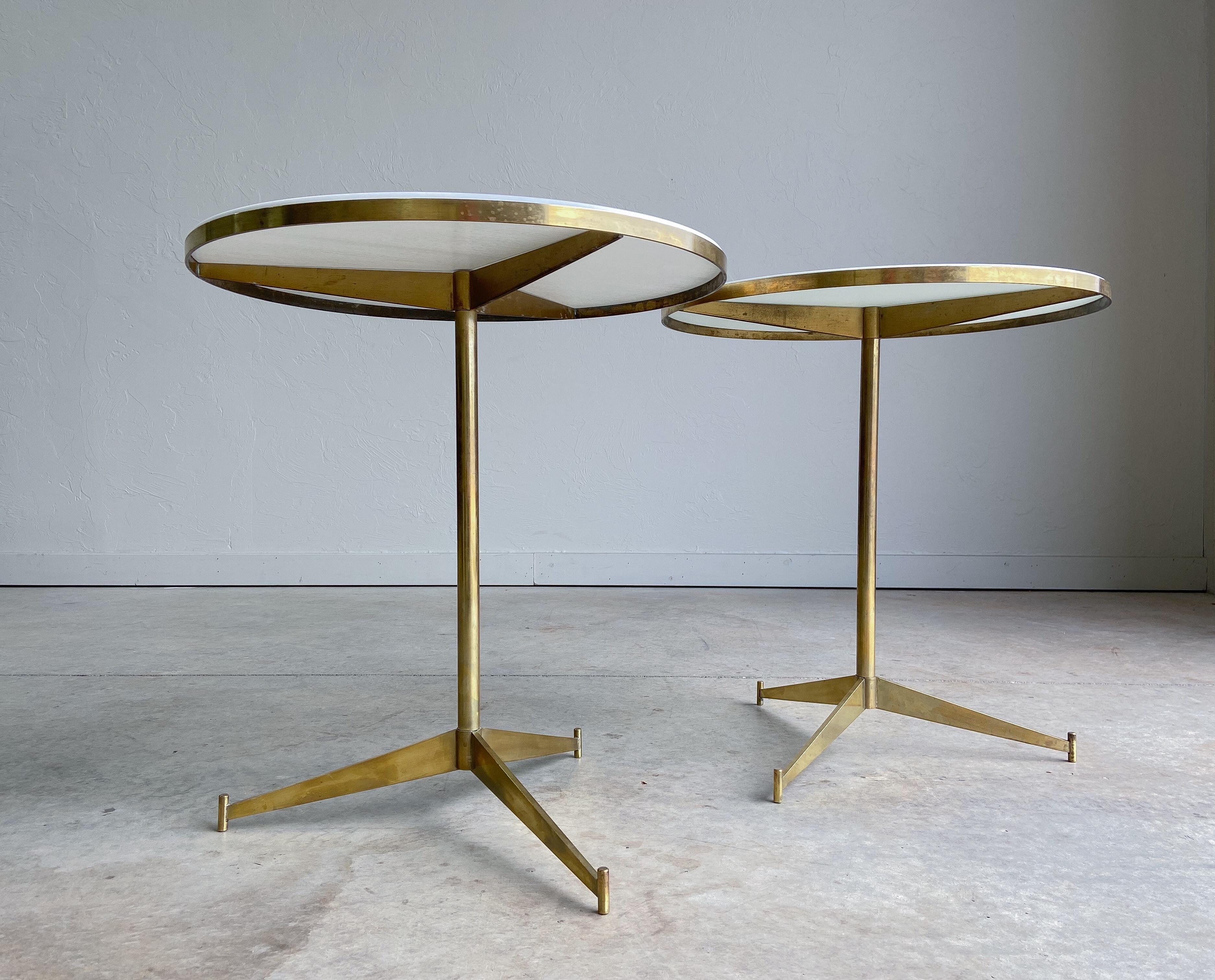 Mid-20th Century Paul McCobb for Directional Brass and Vitrolite “Cigarette” Table, 1954 For Sale