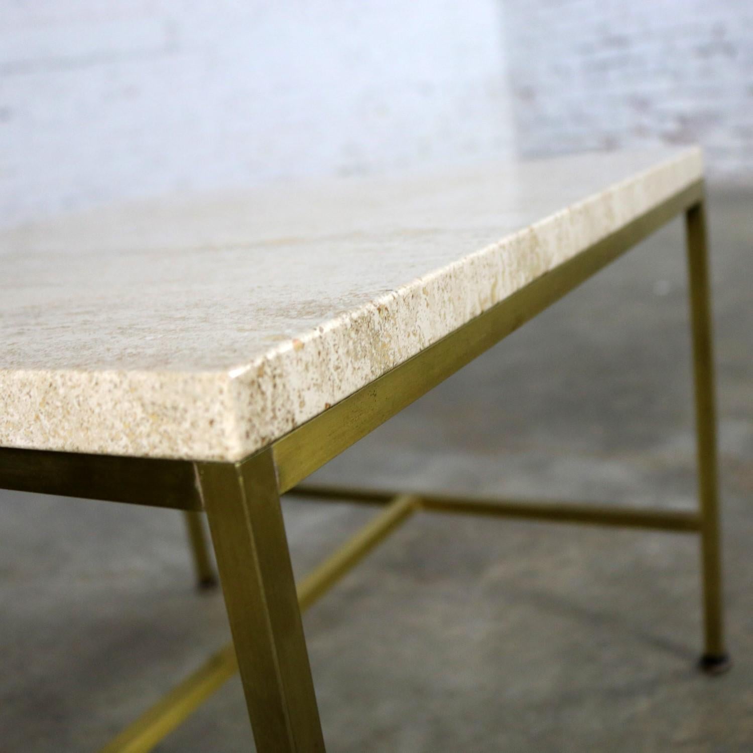 Paul McCobb for Directional Brass Frame and Travertine Top Side Table 2