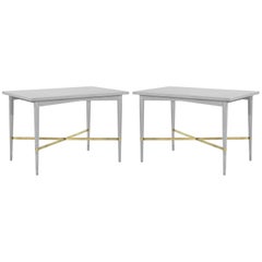 Paul McCobb for Directional Brass Stretcher End Tables Paul McCobb for Directional Brass Stretcher End Tables