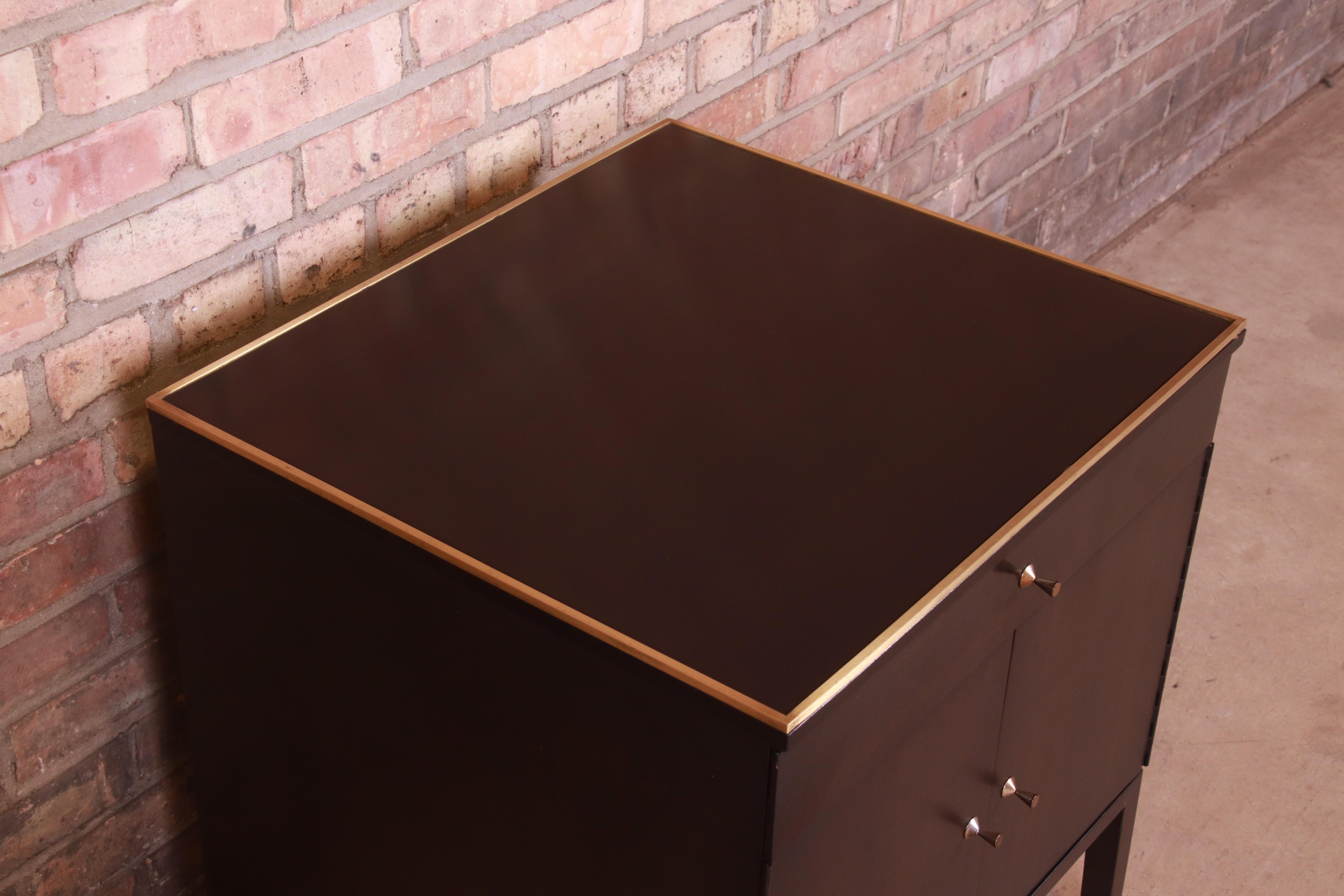 Paul McCobb for Directional Ebonized Mahogany and Brass Nightstand, 1950s 6